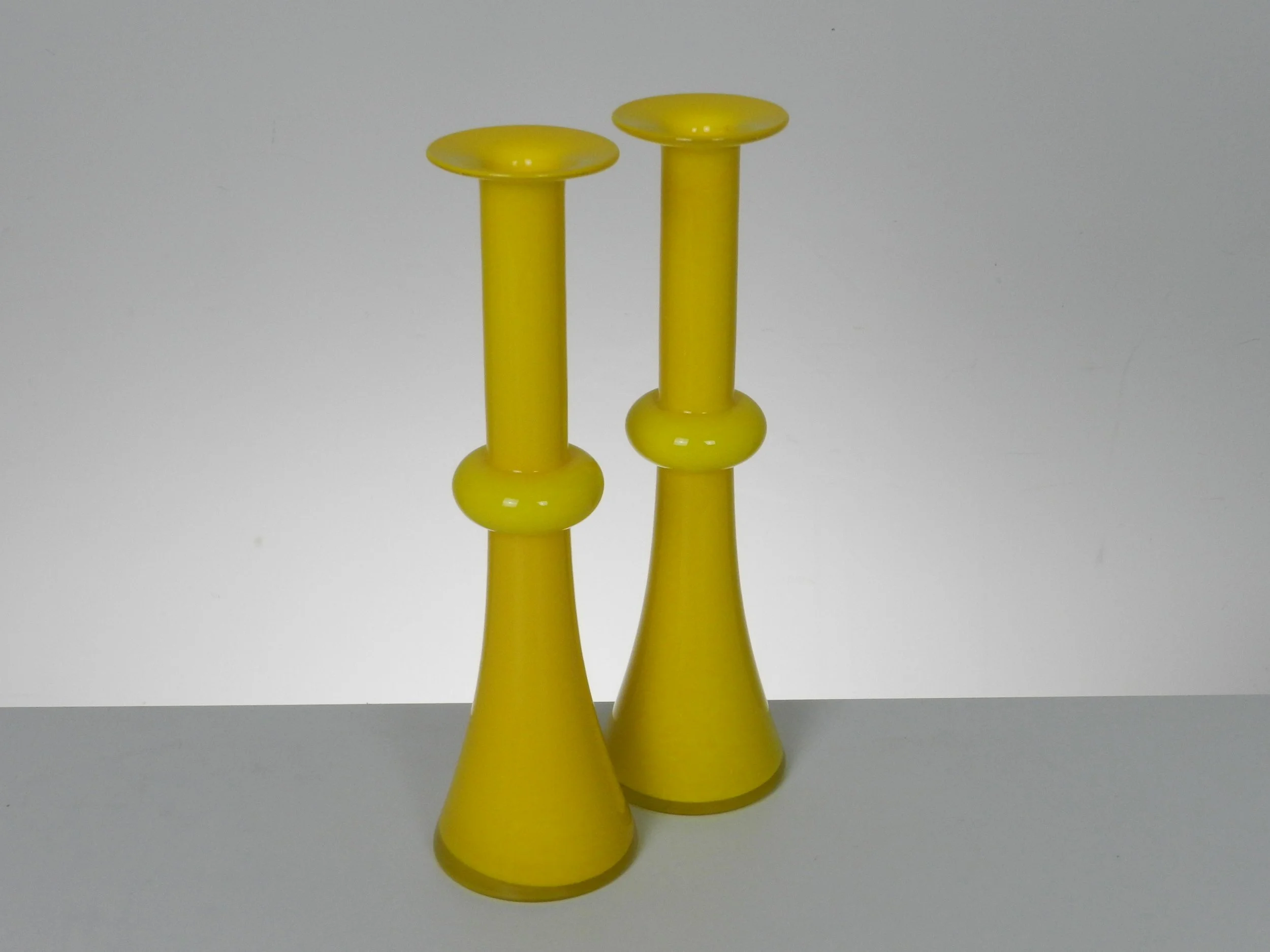 Pair of Carnaby cased glass vases designed by Christer Holmgren for Holmegaard.  Denmark, 1960s.