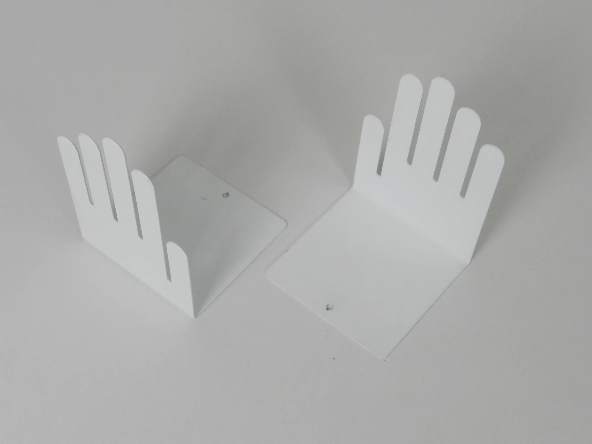 Pop art bookends in enameled metal by Spectrum Div. Designs.  USA, 1970s.