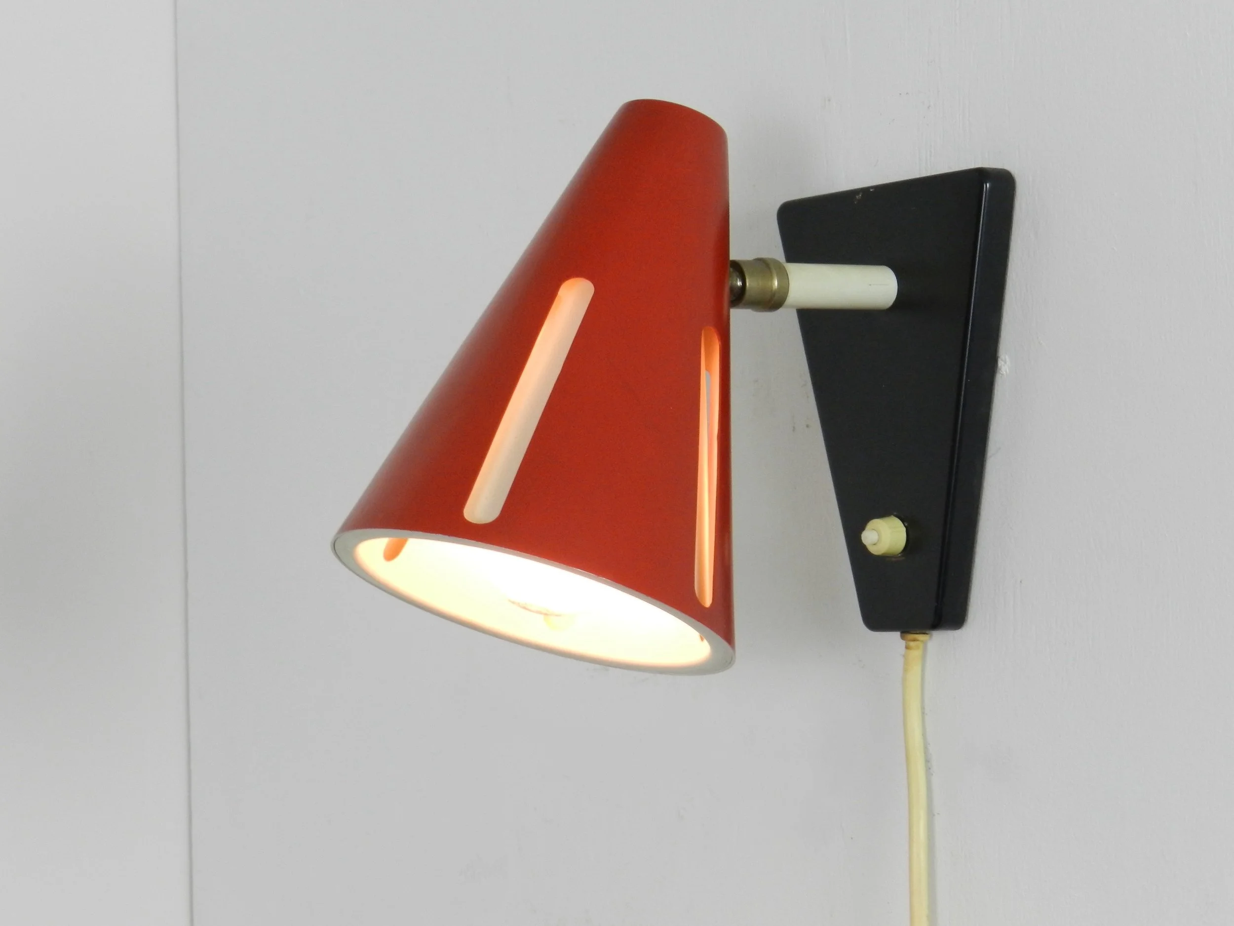 Mid century wall lamp designed by H. Busquet for Hala Zeist.  Netherlands, 1950s.