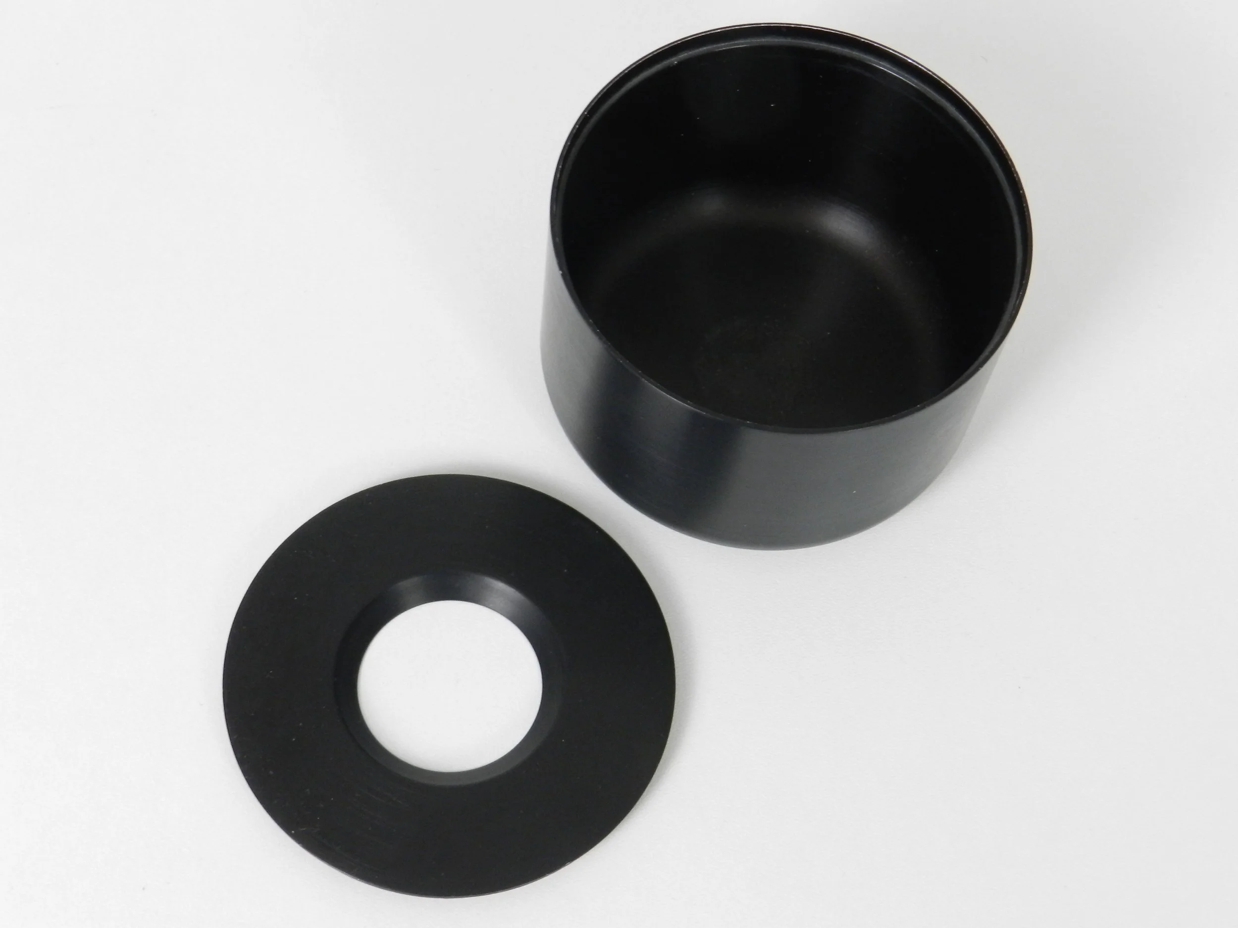 Modernist black metal ashtray by Georg Jensen.  Denmark, 1980s.