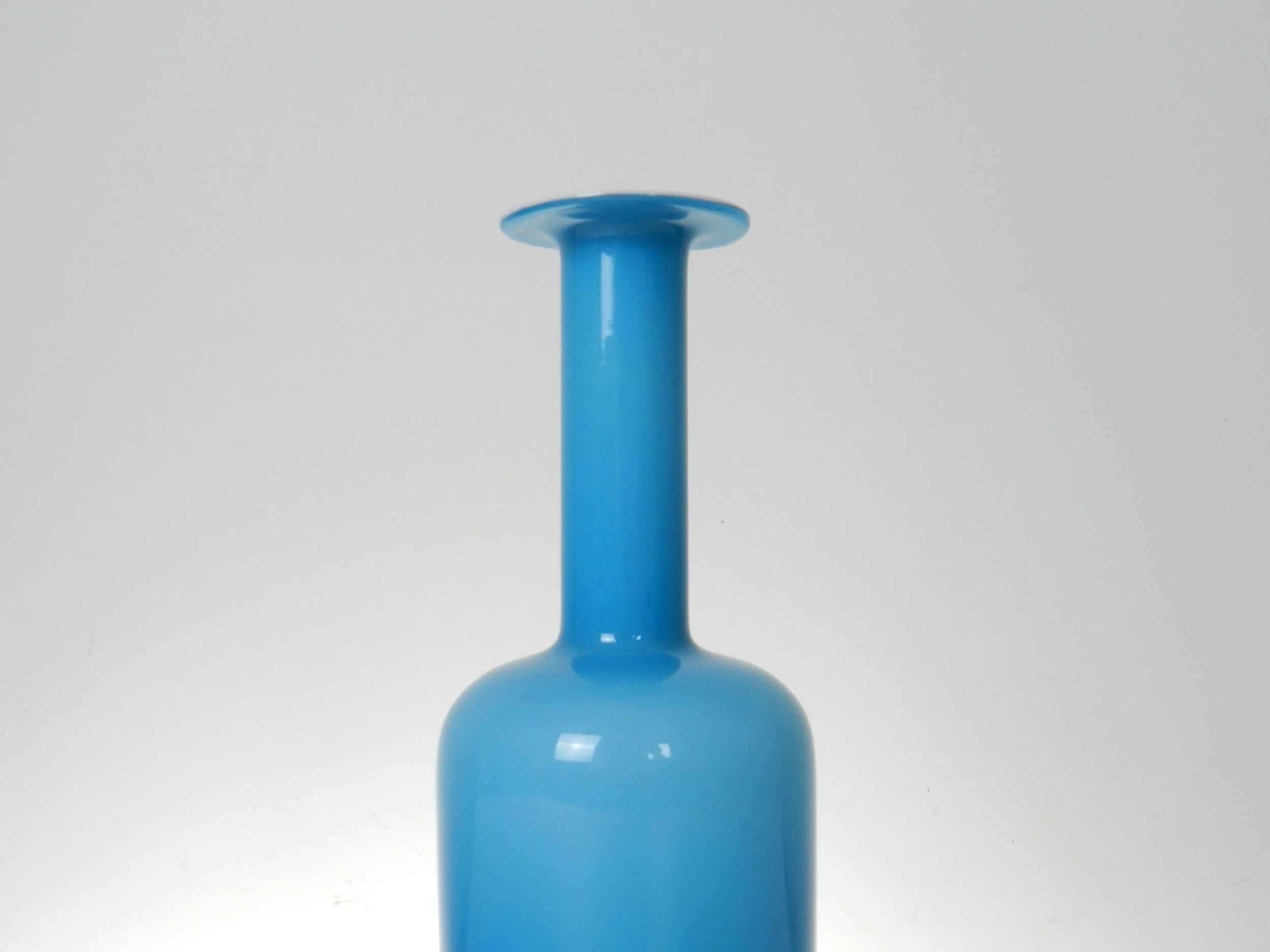 Blue cased glass ‘Gulvase’ designed by Otto Brauer for Holmegaard.  Denmark, 1960s.