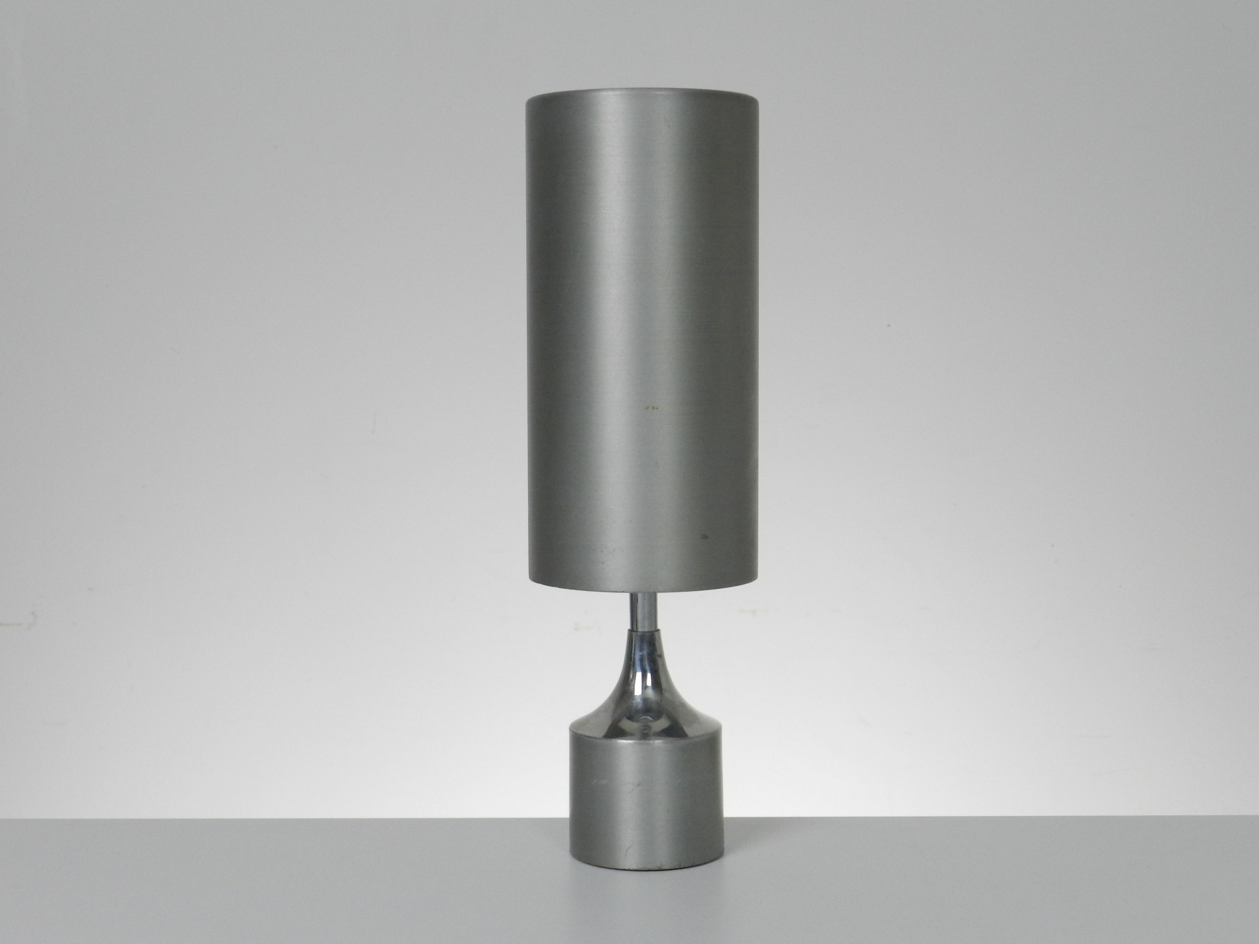 Compact modernist lamp in aluminum.  France, 1970s.