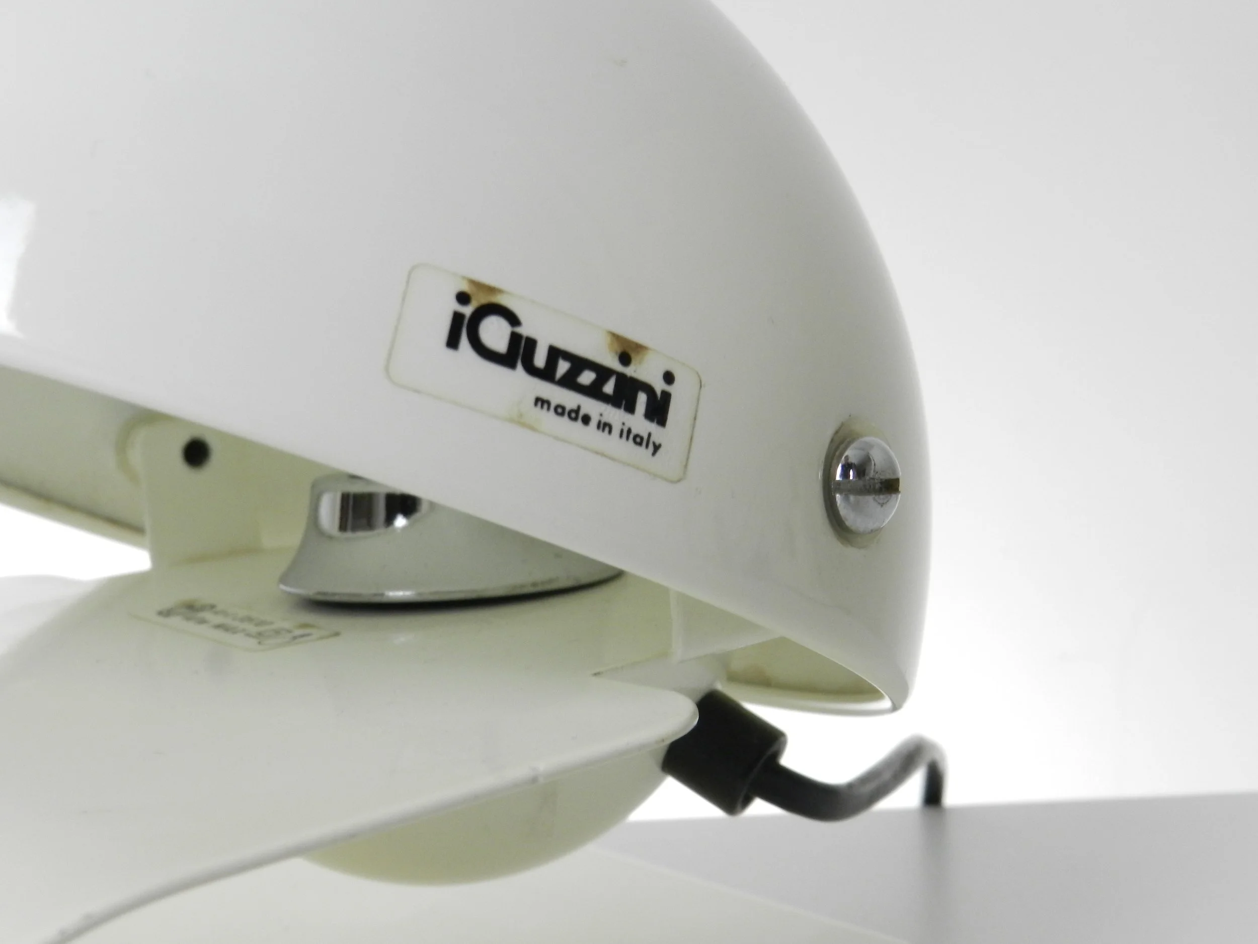 Space age Bugia lamp designed by Giuseppe Cormio for Guzzini.  In enameled metal with adjustable visors.  Italy, 1970s.