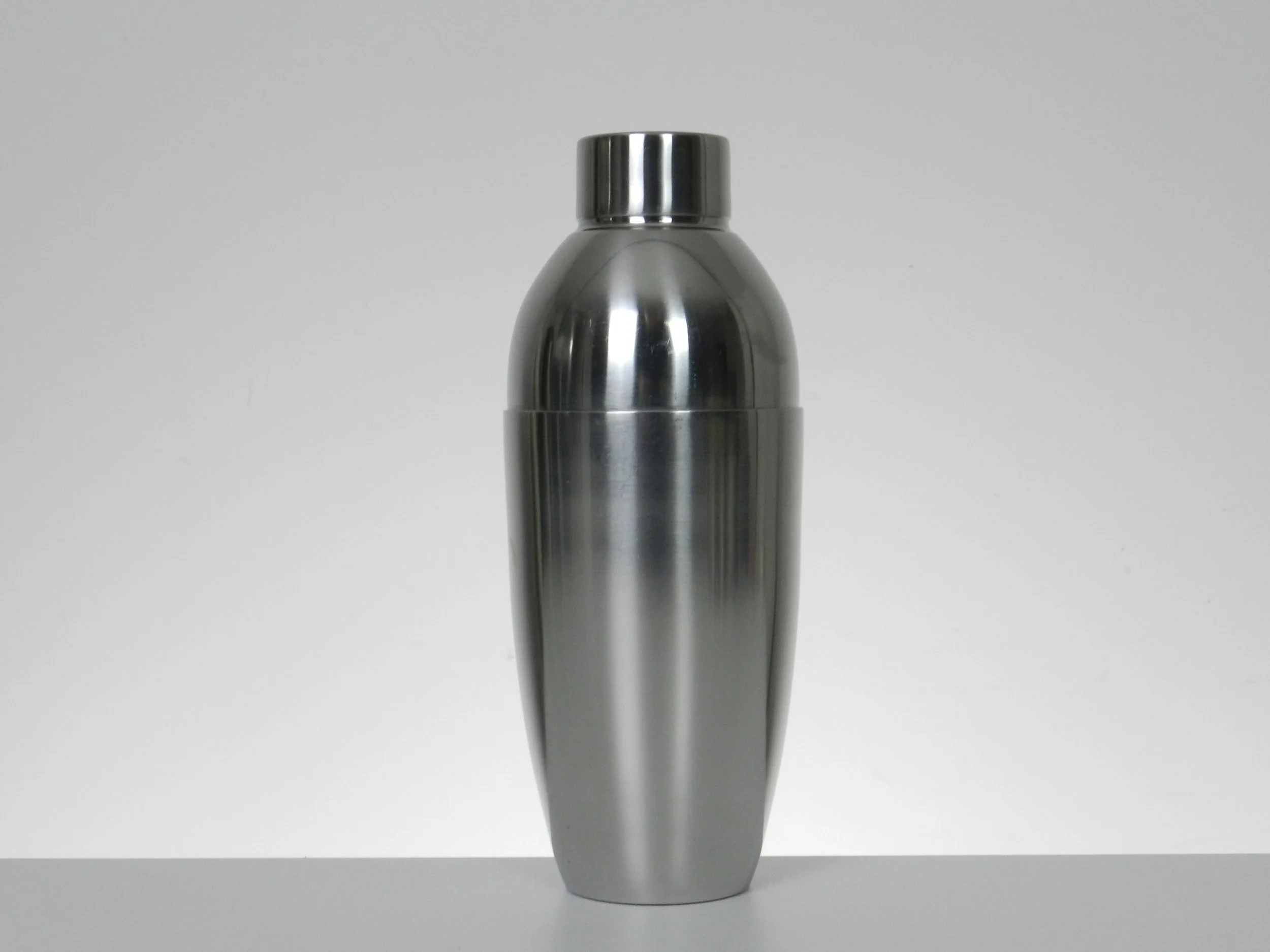 Stainless steel cocktail shaker by Lundtofte.  Denmark, 1960s.