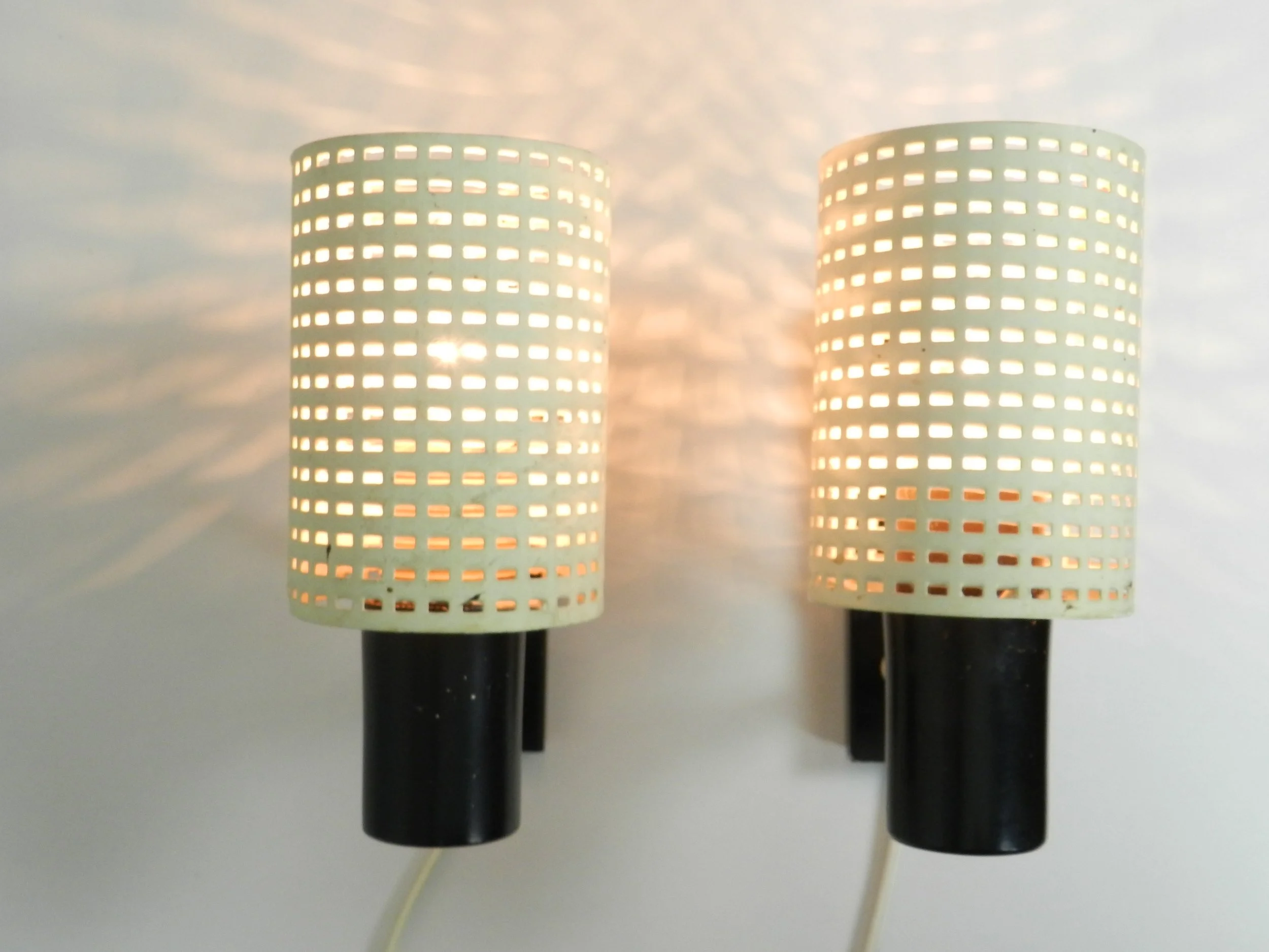 Pair of mid century modern wall lamps by Hala Zeist.  Netherlands, 1960s.