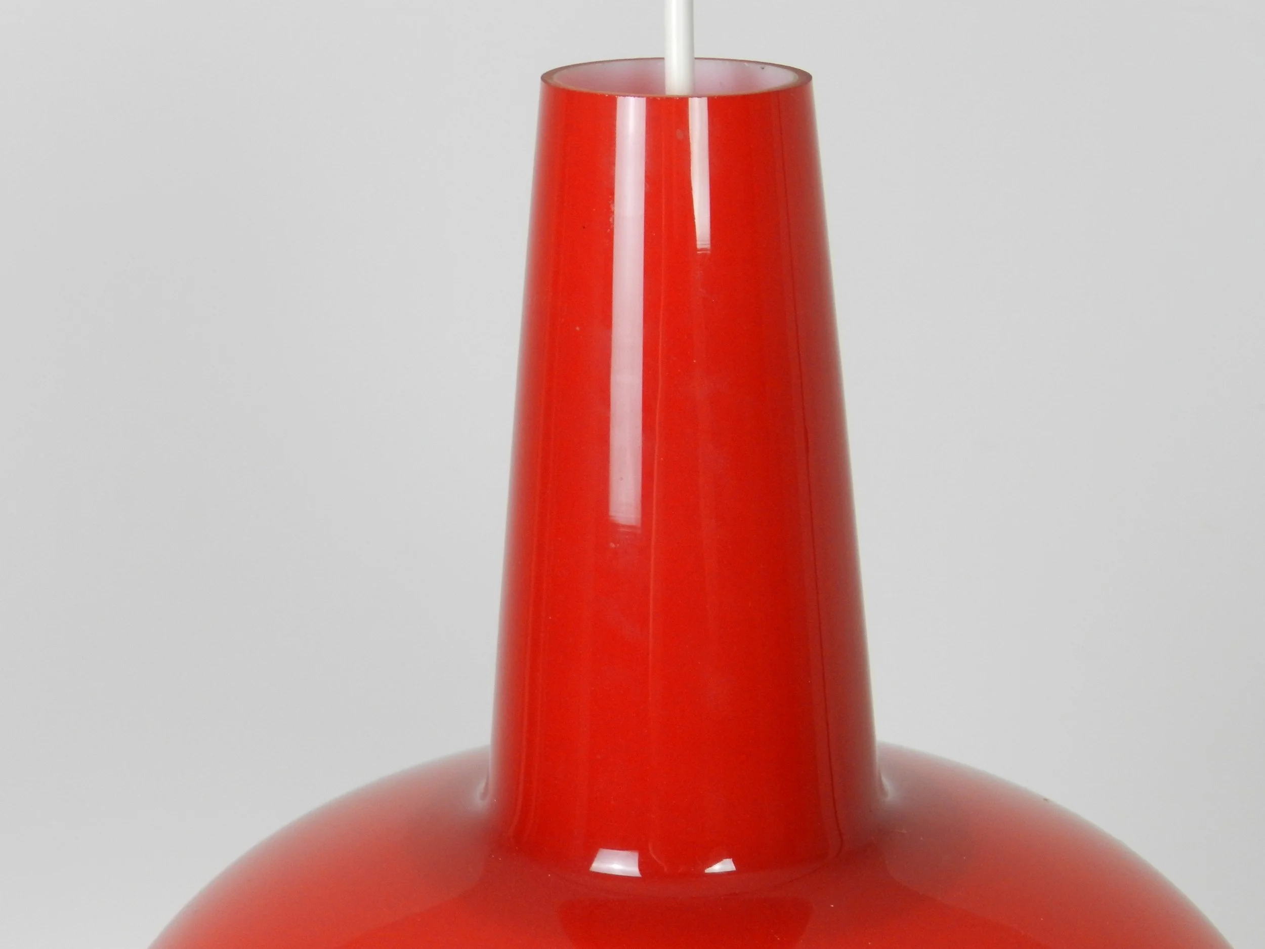 Mid century modern cased glass pendant lamp by Prescolite.  USA, 1960s.