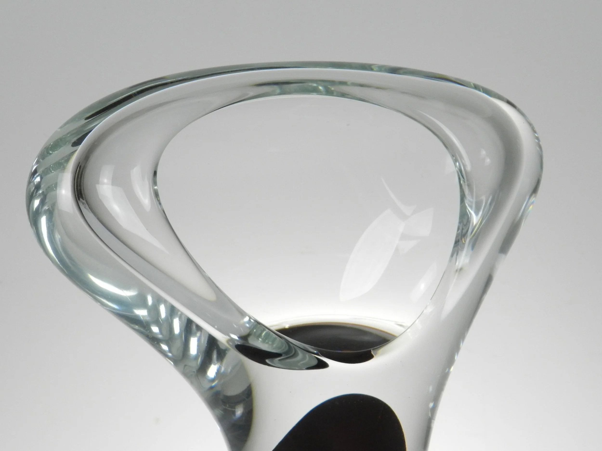 Vintage heavy glass vessel designed by Adam Jablonski.  Poland, 1980s.