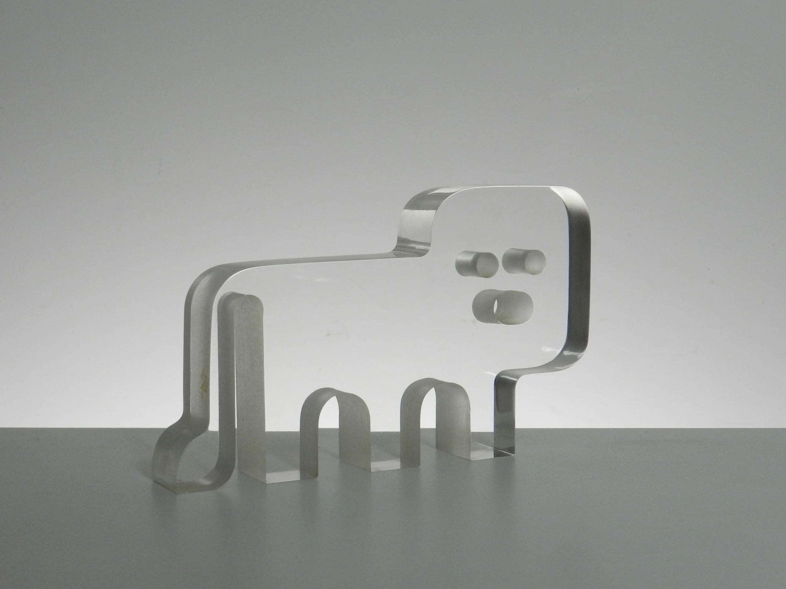 Lucite lion designed by Silvio Russo for Guzzini.  Italy, 1970s.