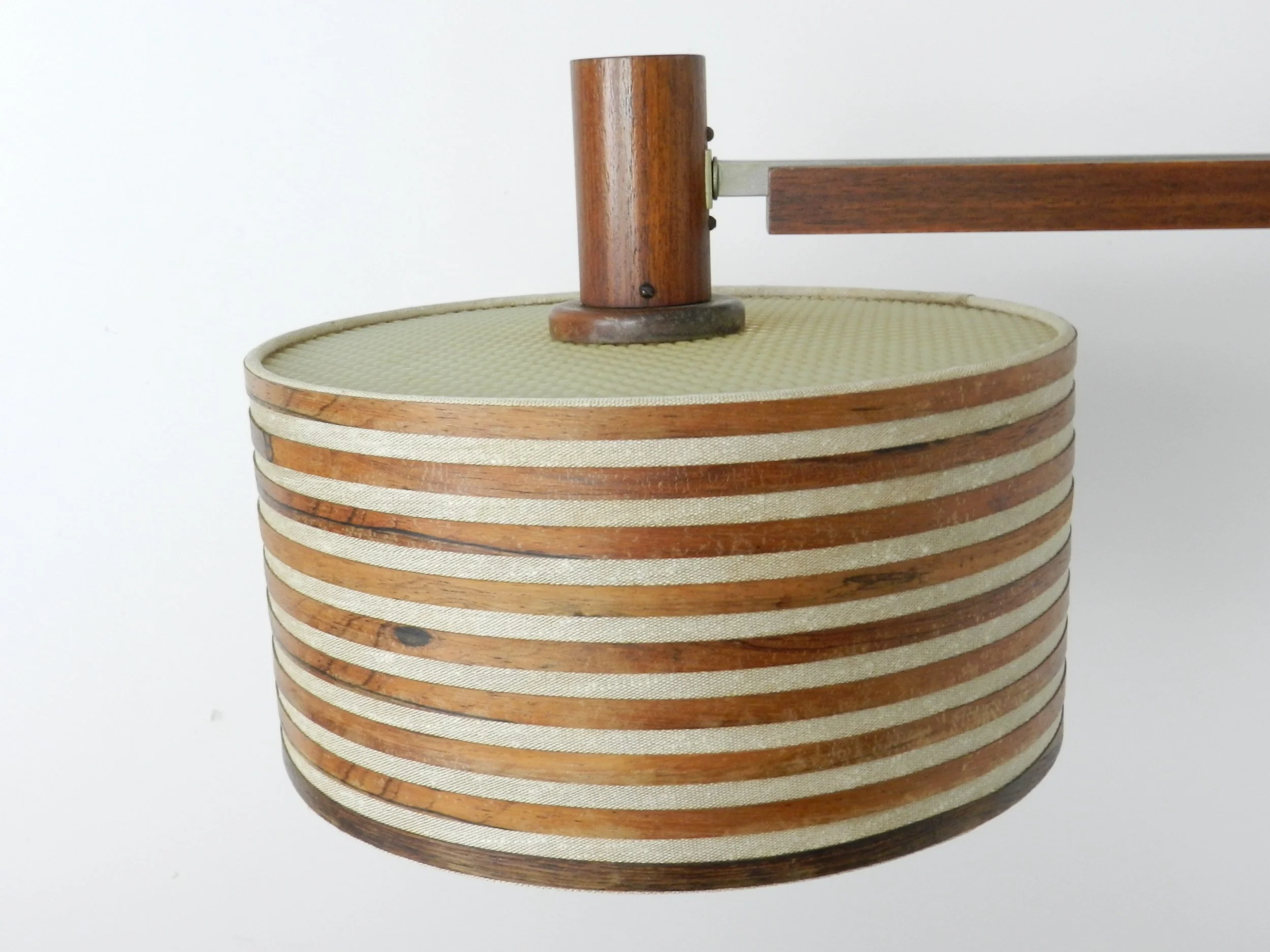 Mid century extendable wall lamp in rosewood and chrome with original shade.  Denmark, 1960s.