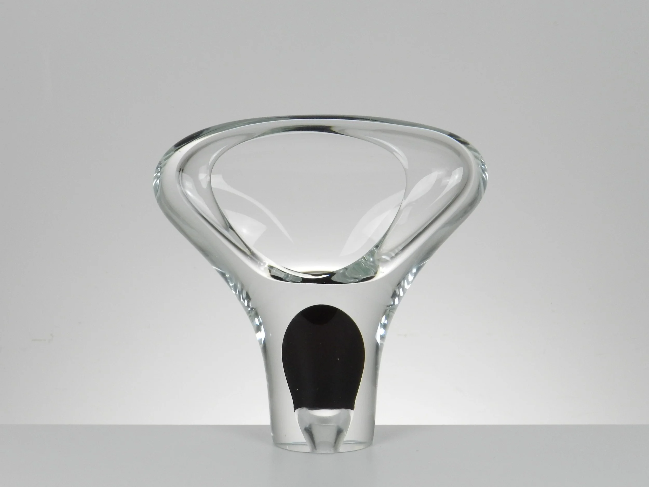 Vintage heavy glass vessel designed by Adam Jablonski.  Poland, 1980s.