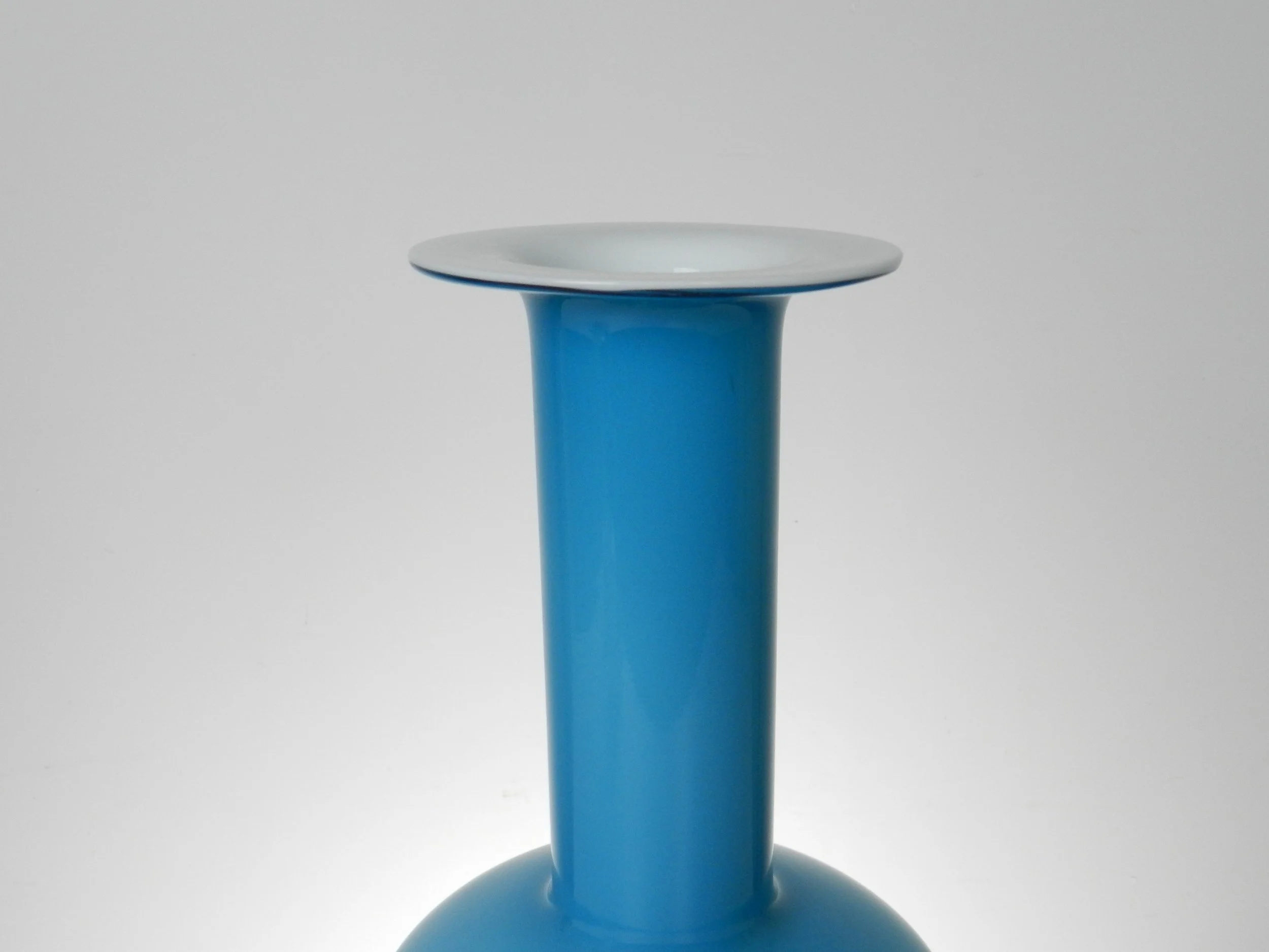 Blue cased glass Gulvase designed by Otto Brauer for Holmegaard.  Denmark, 1960s.
