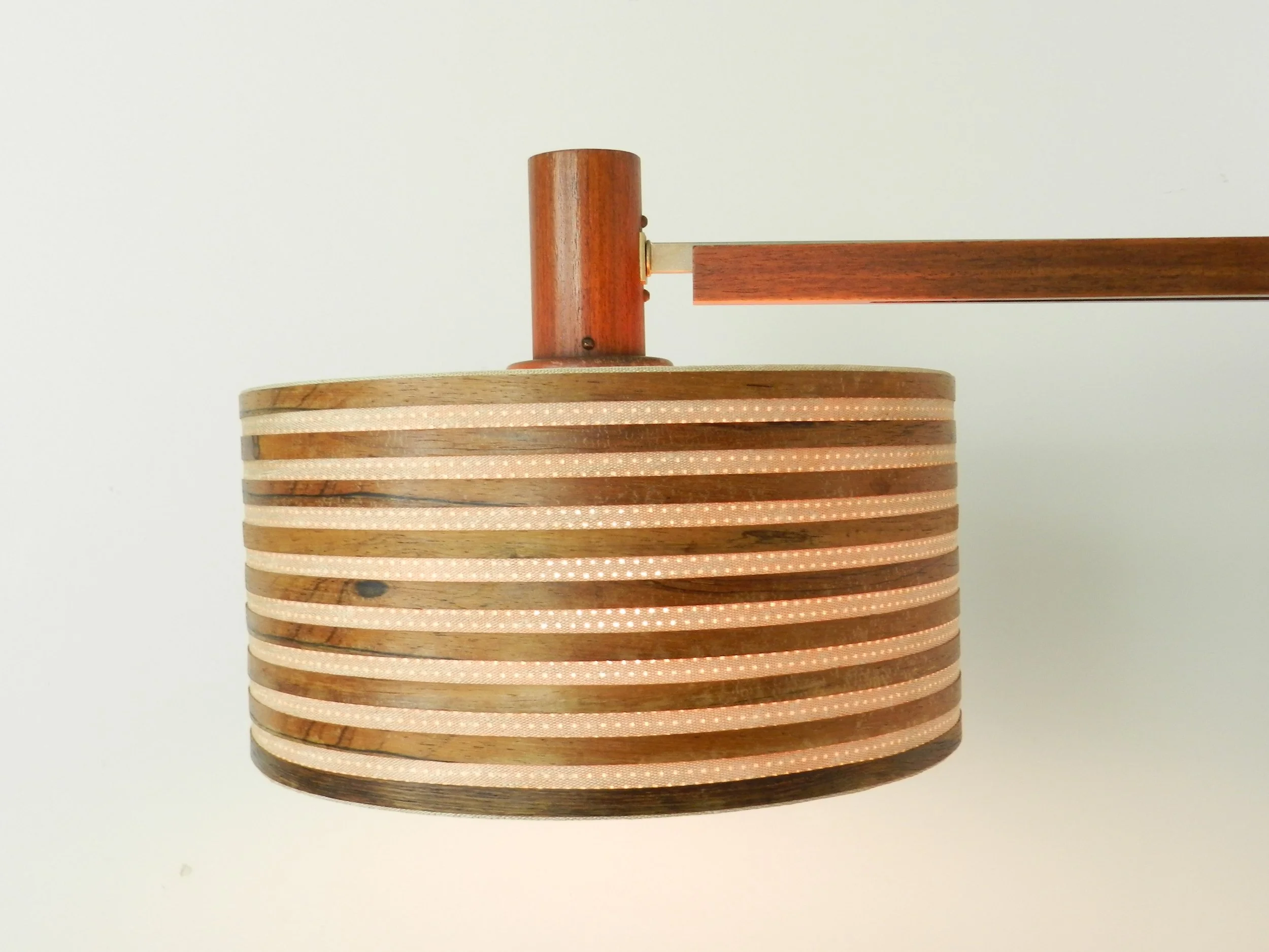 Mid century extendable wall lamp in rosewood and chrome with original shade.  Denmark, 1960s.