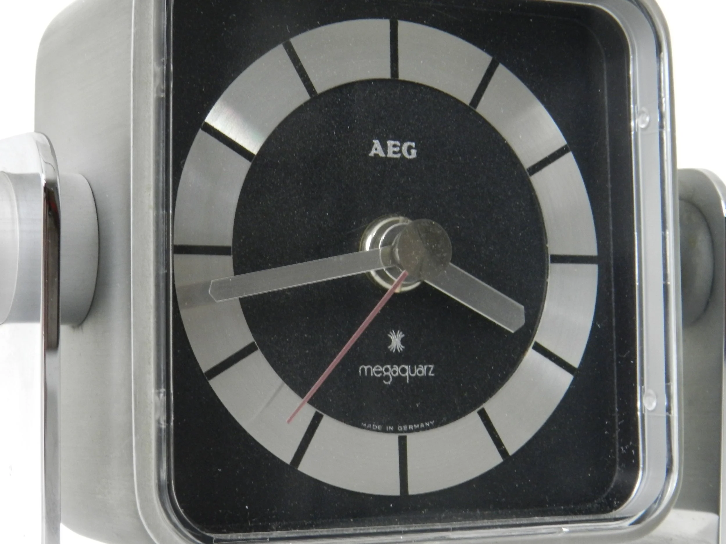 Modernist clock with steel case by AEG.  Germany, 1960s.