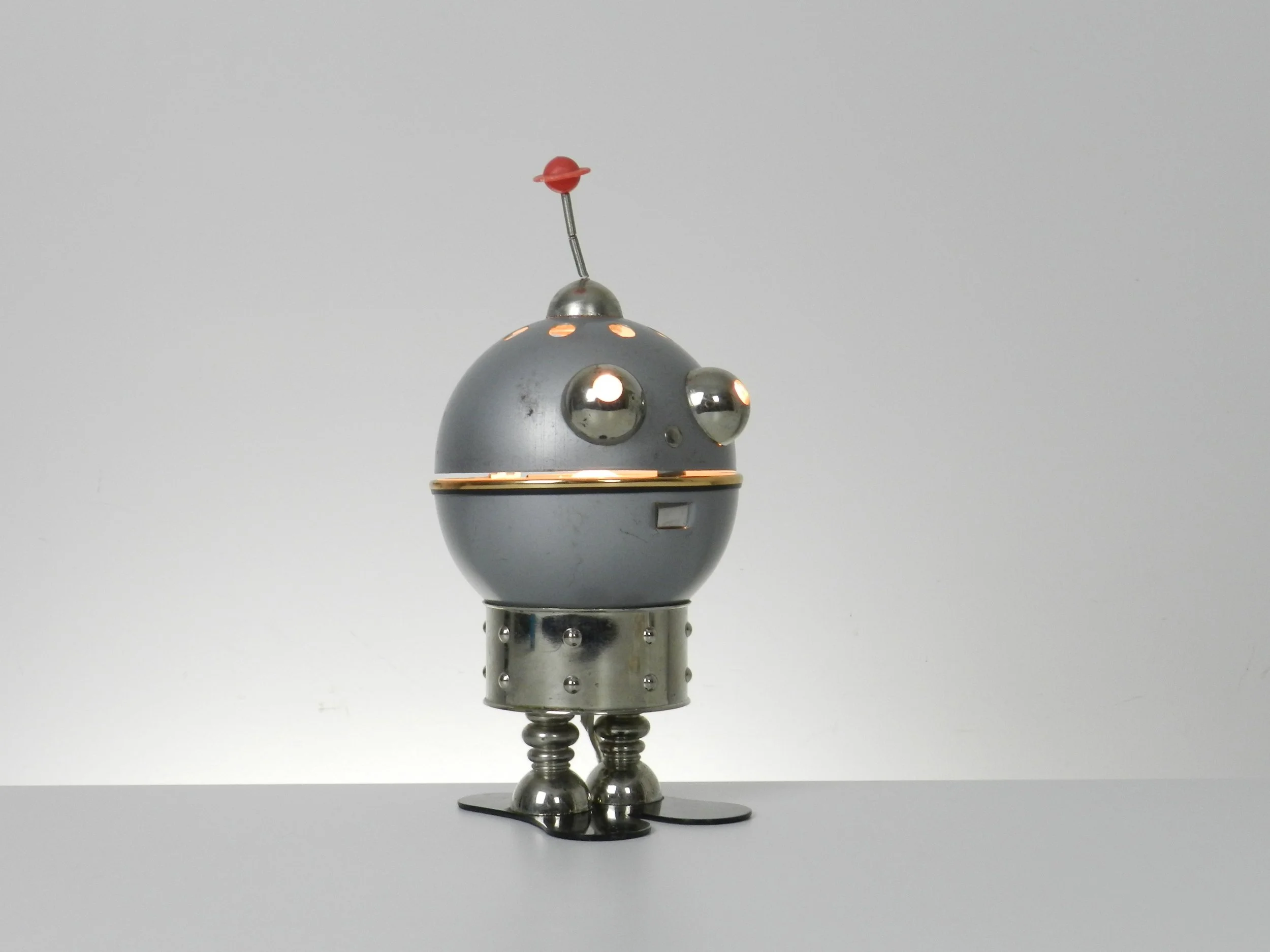 Space age robot lamp by Satco. Metal and plastic.  Italy, 1970s.