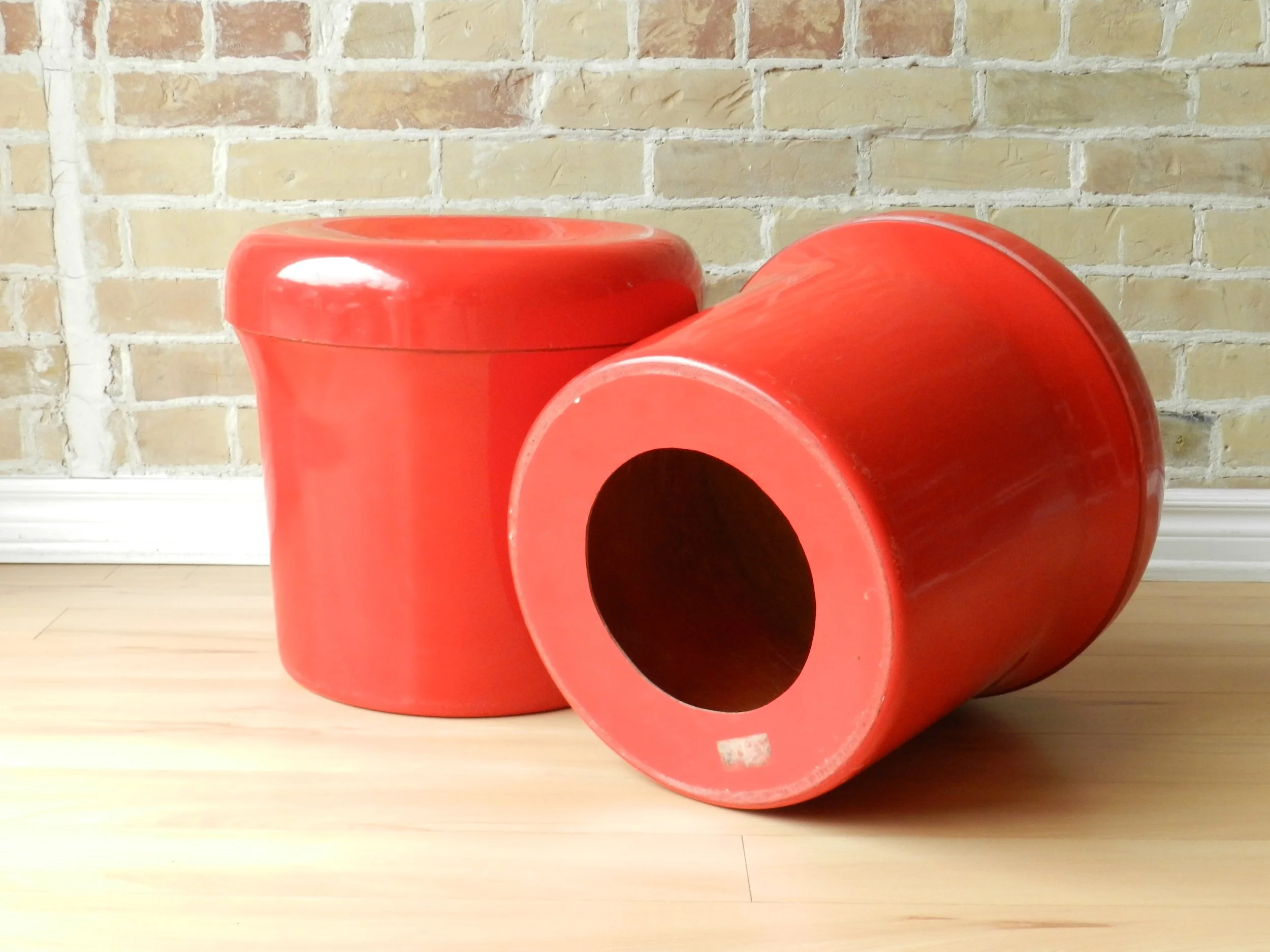 Pair of space age fiberglass stools.  circa 1970s.
