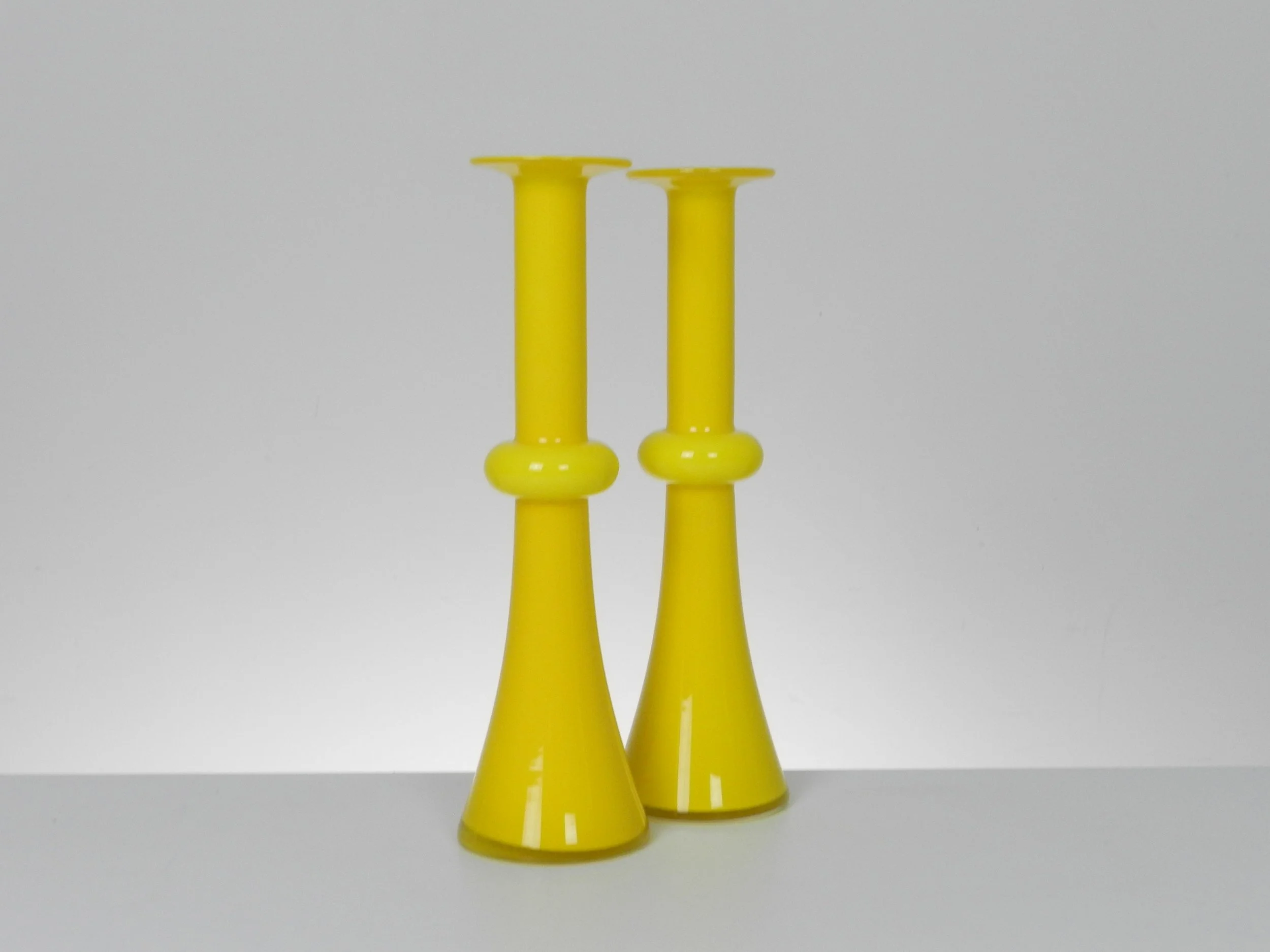 Pair of Carnaby cased glass vases designed by Christer Holmgren for Holmegaard.  Denmark, 1960s.