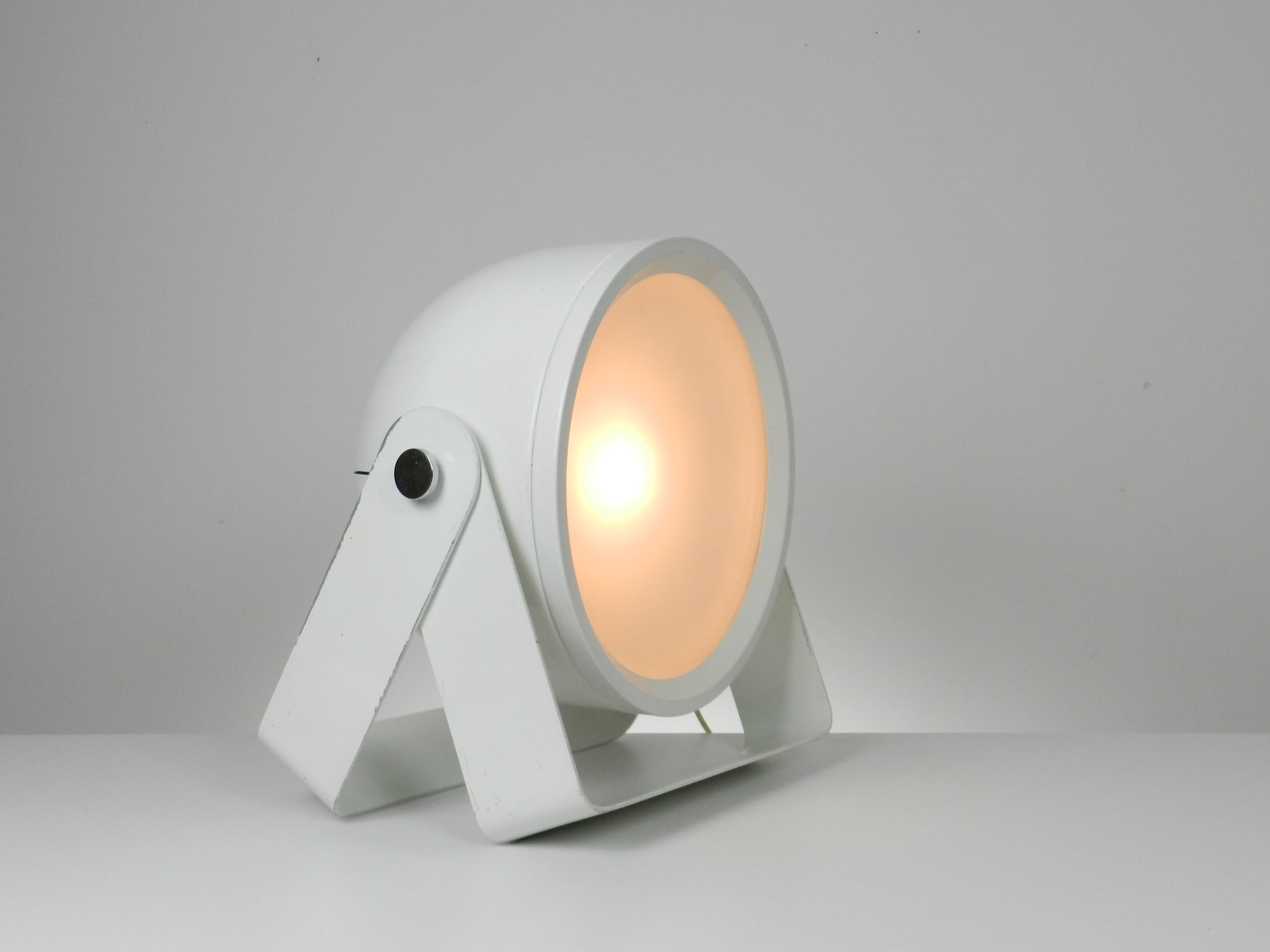 Rare large scale space age lamp by Targetti Sankey. Enameled metal and glass.  Italy, 1970s.
