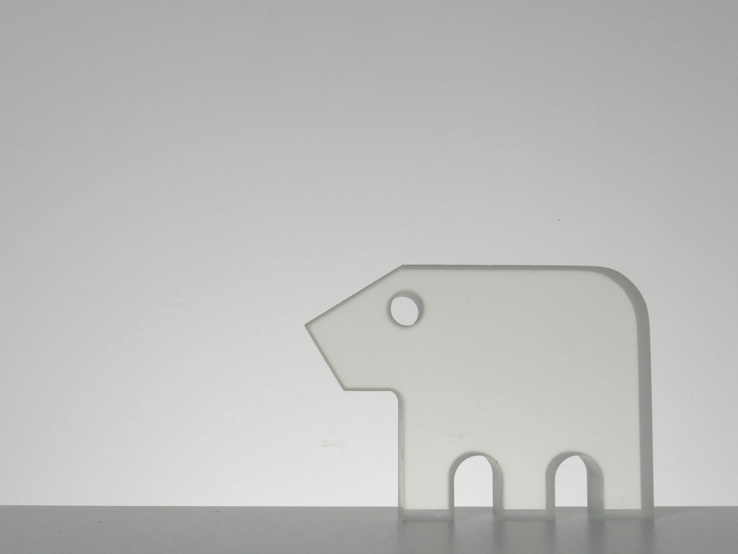 Set of 3 lucite animals designed by Silvio Russo for Guzzini.  Italy, 1970s.