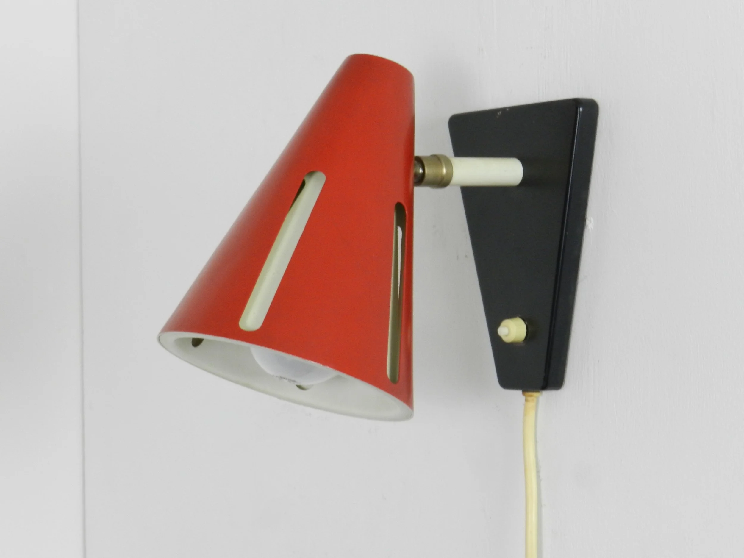 Mid century wall lamp designed by H. Busquet for Hala Zeist.  Netherlands, 1950s.