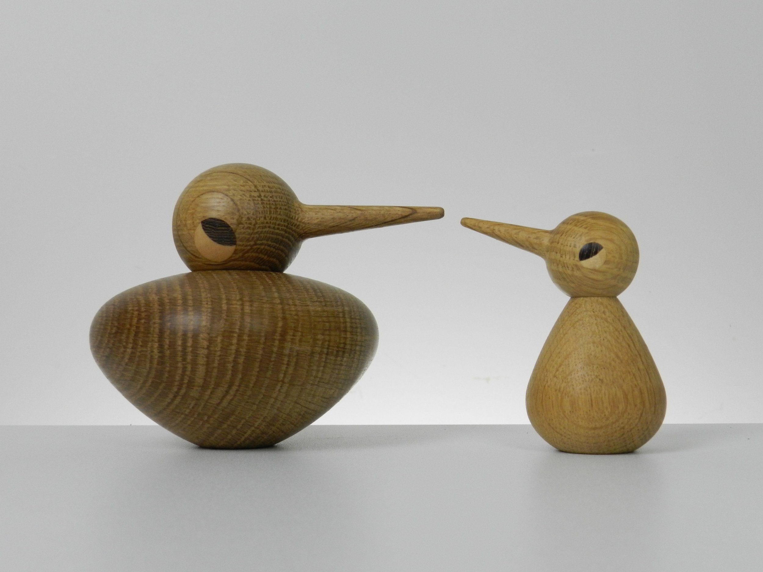 Pair of oak birds by designed by Kristian Vedel for Architectmade.  Denmark.