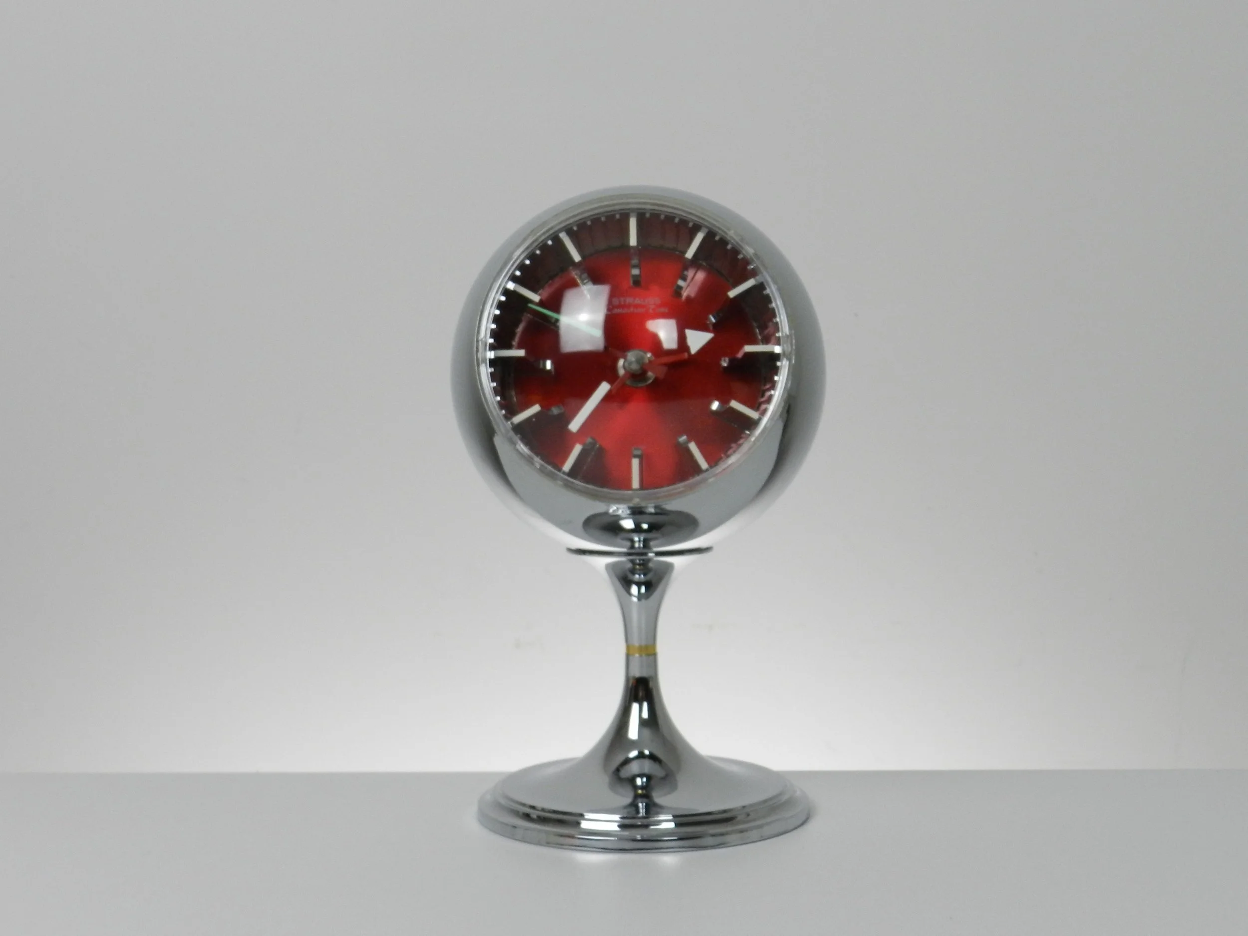 Space age pedestal clock by Strauss.  Japan, 1970s.