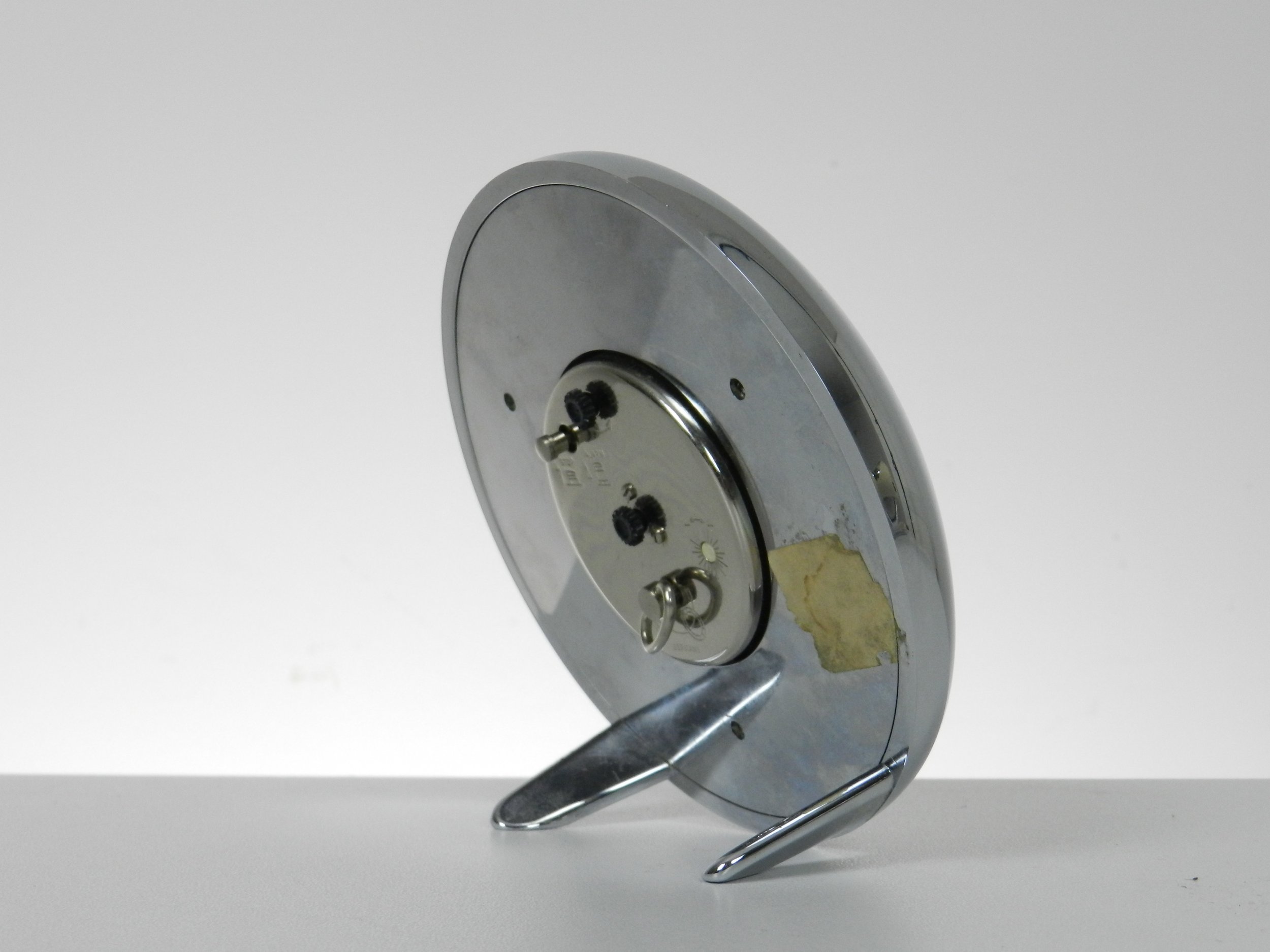 Space age chromed plastic alarm clock by Europa.  Germany, 1960s.