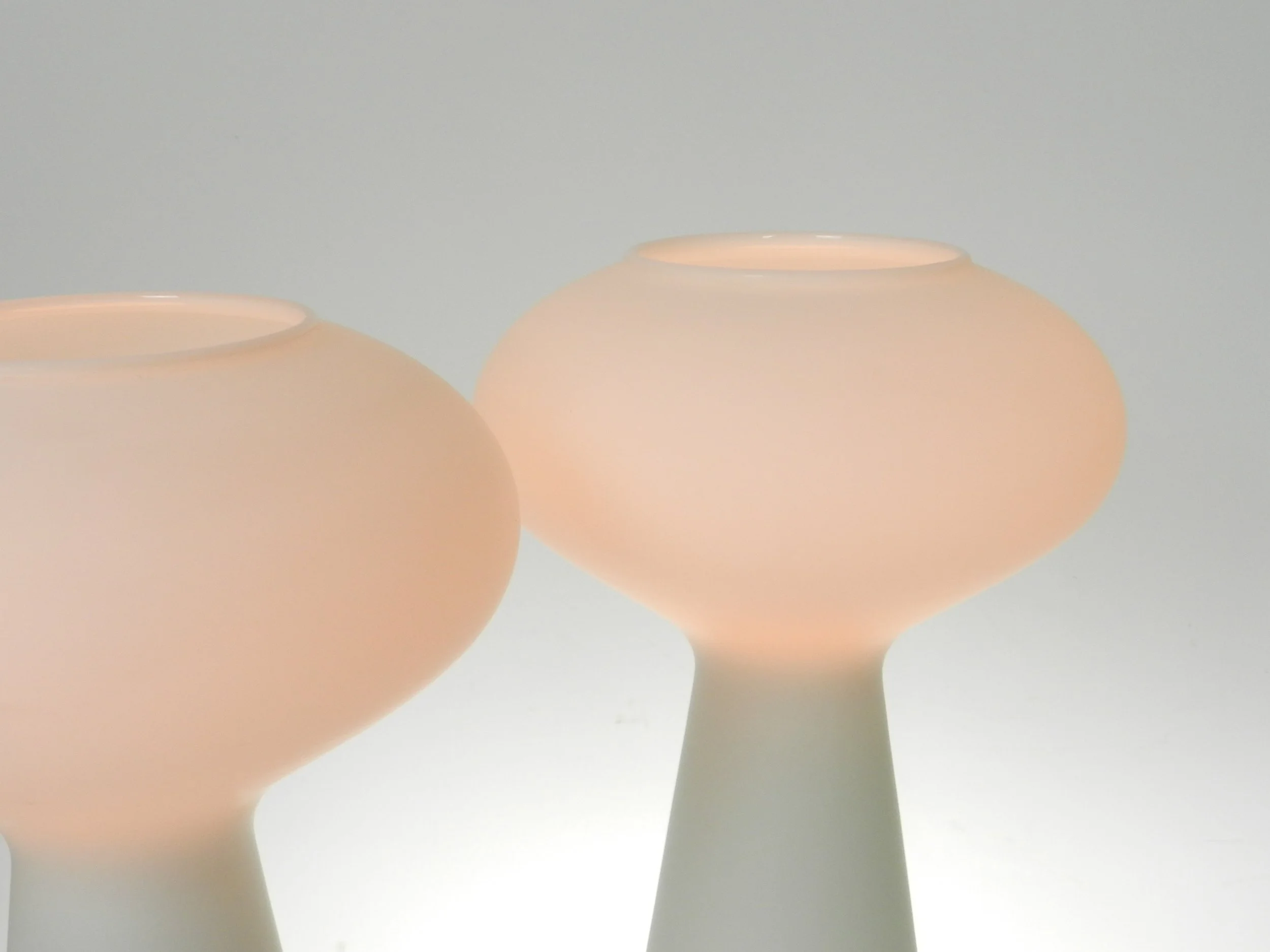 Pair of opaline glass lamps designed by Lisa Johansen-Pape.   Finland, 1960s.