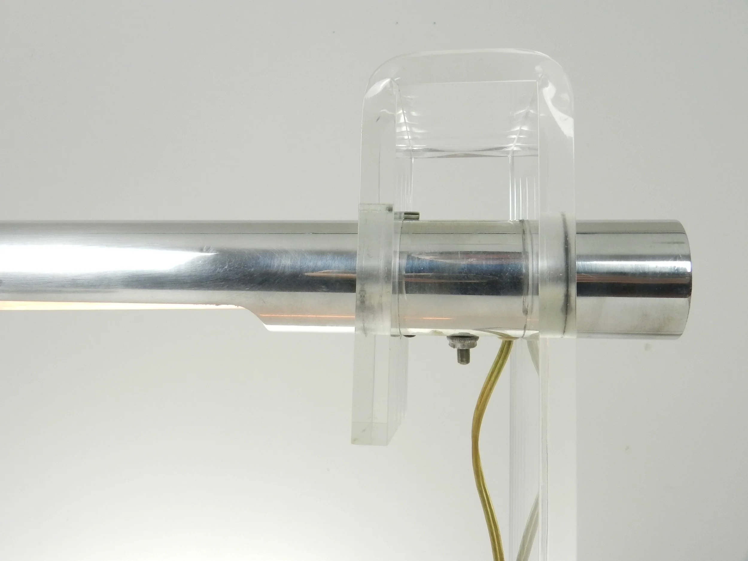 Large lucite and chrome desk lamp designed by Robert Sonneman.  USA, 1970s.