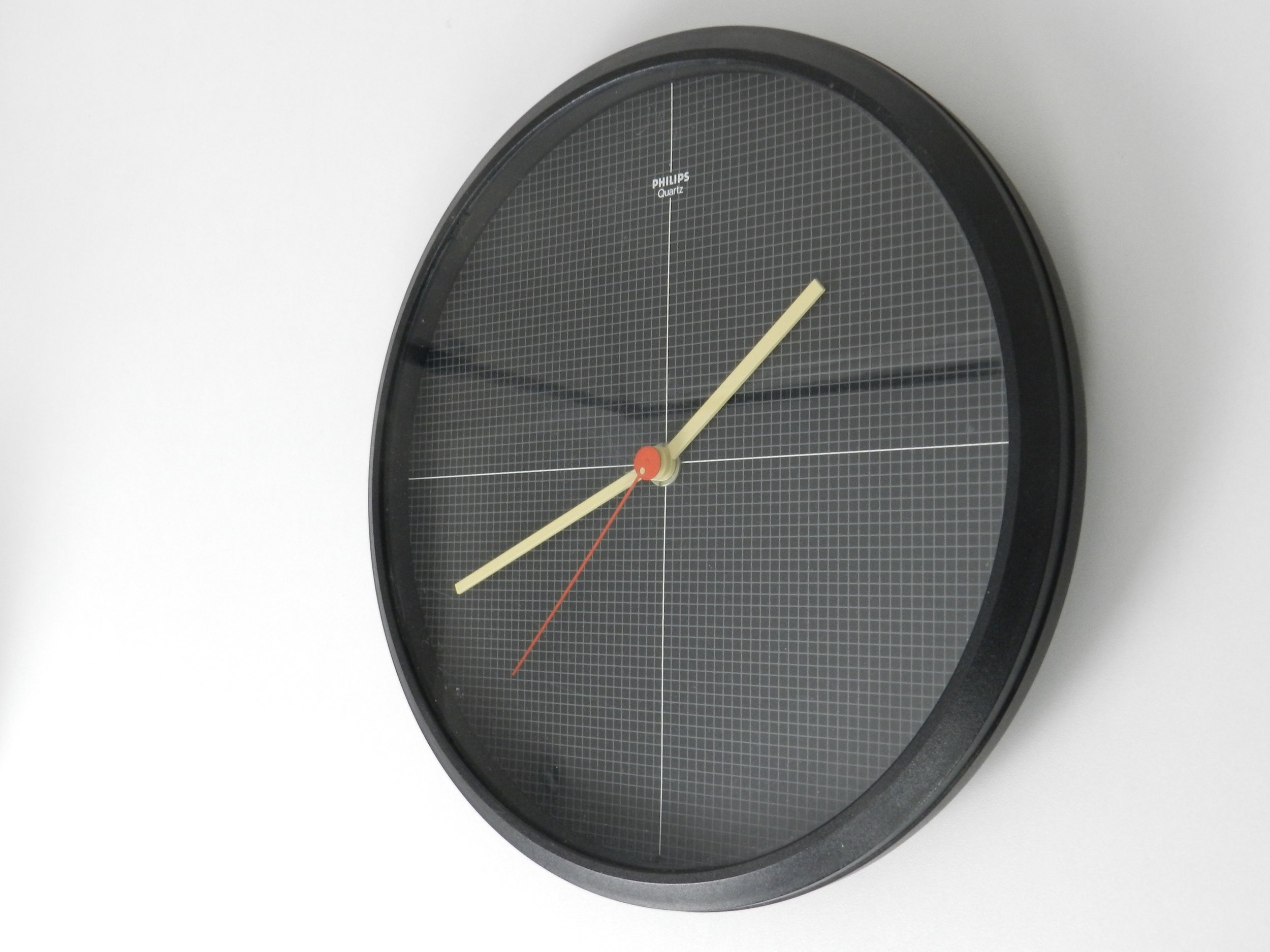 Post modern quartz wall clock by Philips.  West Germany, 1980s.