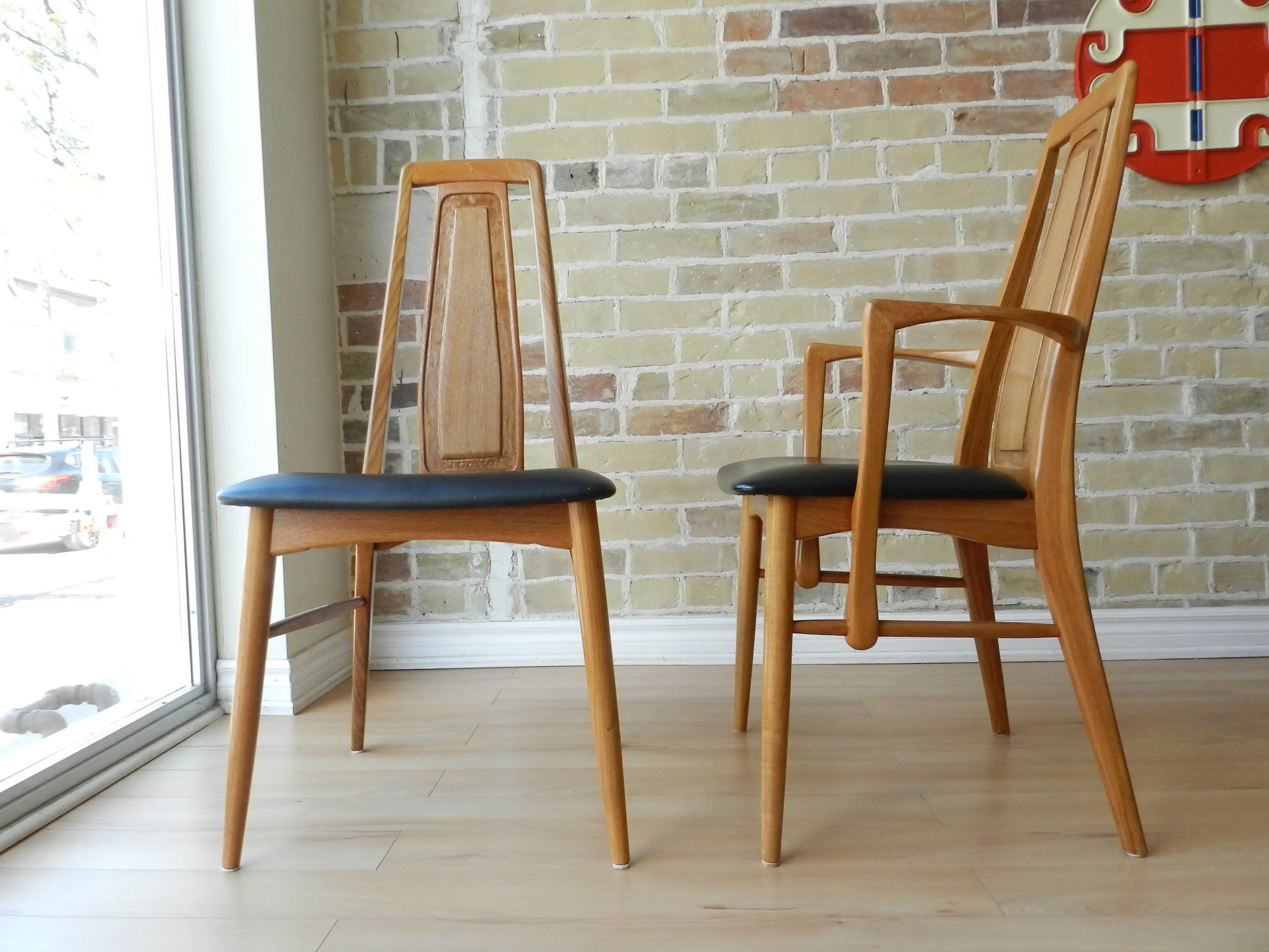 Set of 4 teak highback dining chairs designed by Niels Koefoed for Koefoed Hornslet.  Denmark, 1960s.