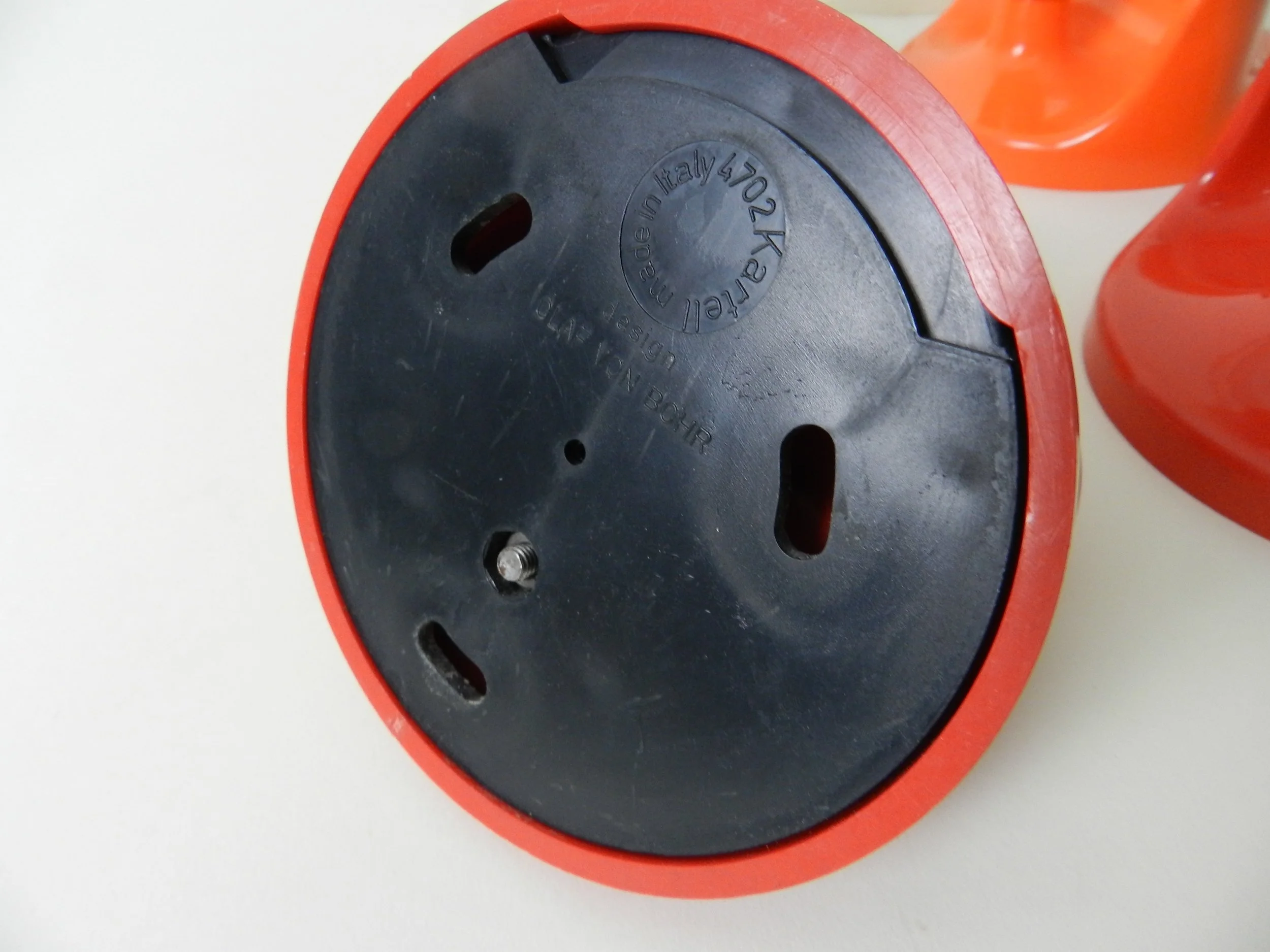 Vintage set of plastic wall mounted coat hooks designed by Olaf Von Bohr for Kartell.  Italy, 1970s.