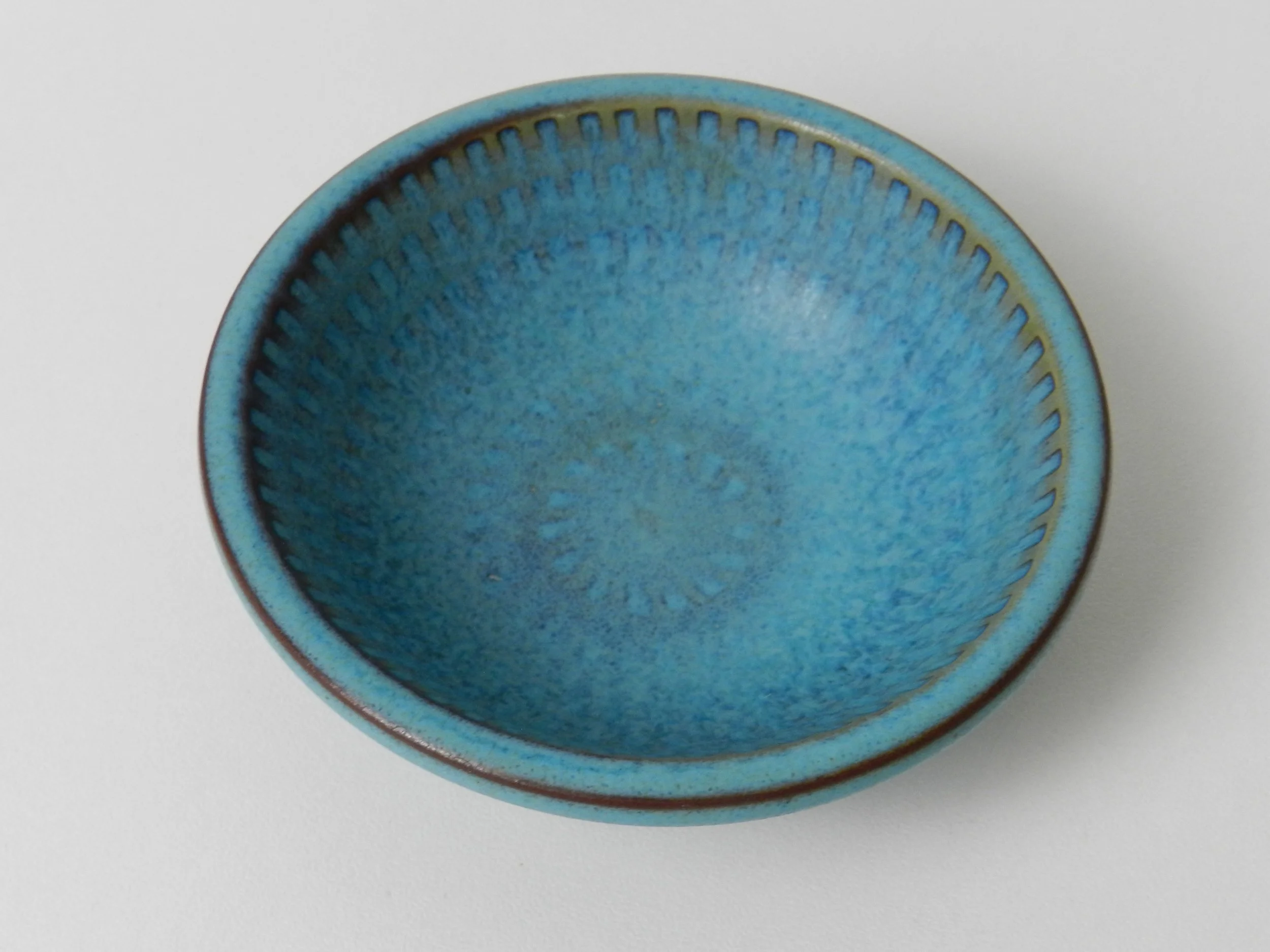 Spectacular small bowl by Stig Lindberg for Gustavsberg.  Sweden, 1950s.