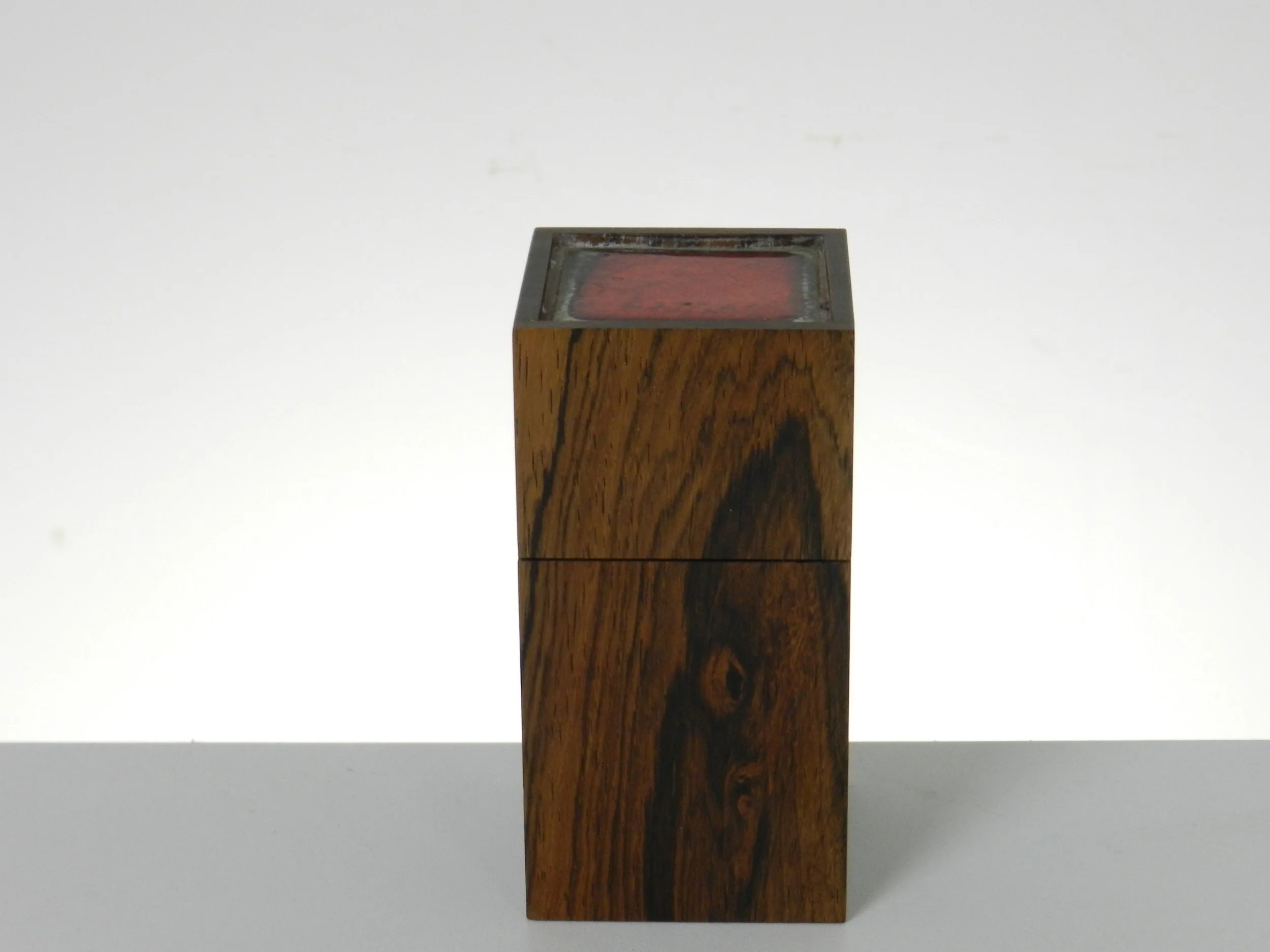 Rosewood box with enamel tile designed by Alfred Klitgaard.  Denmark, 1960s.