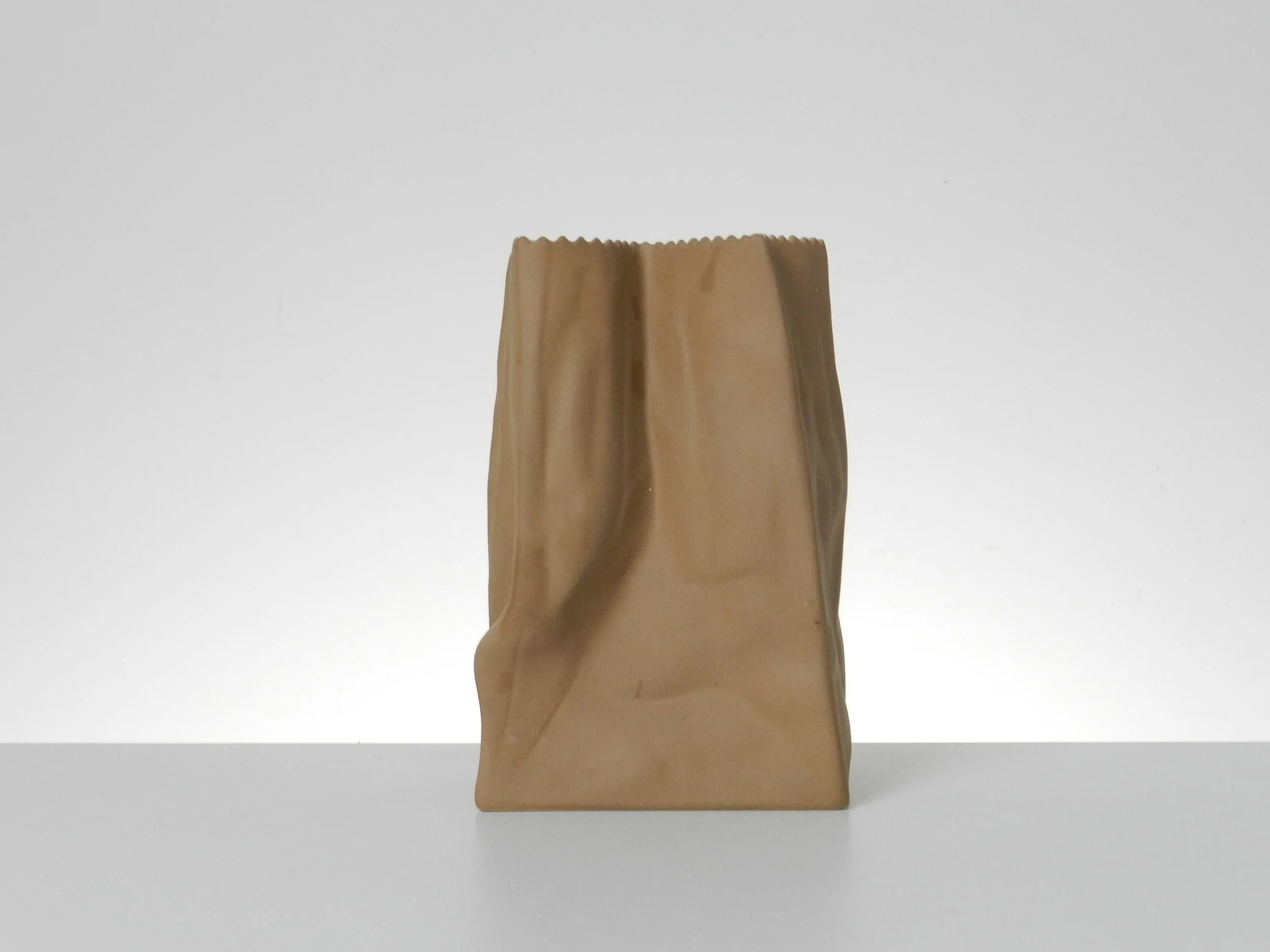 Porcelain paper bag vase designed by Tapio Wirkkala for Rosenthal.  Germany, 1970s.