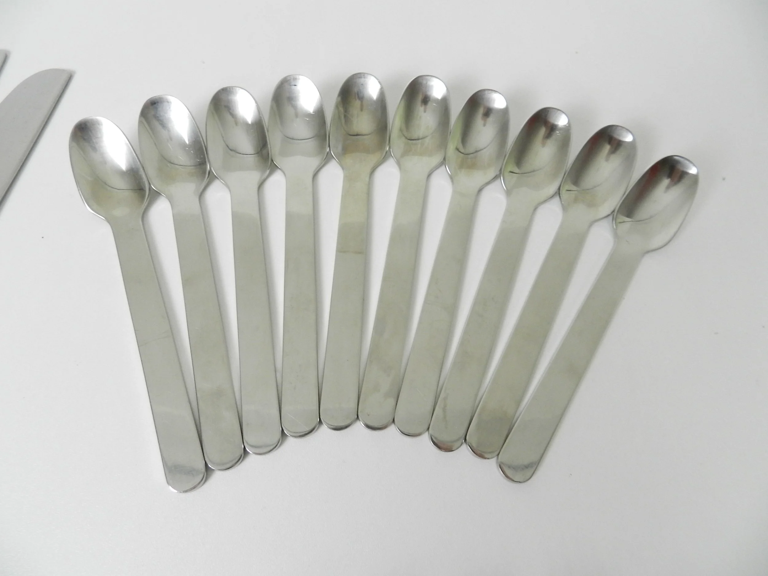 Stainless steel flatware designed by Louise Campbell for Georg Jensen, Denmark.