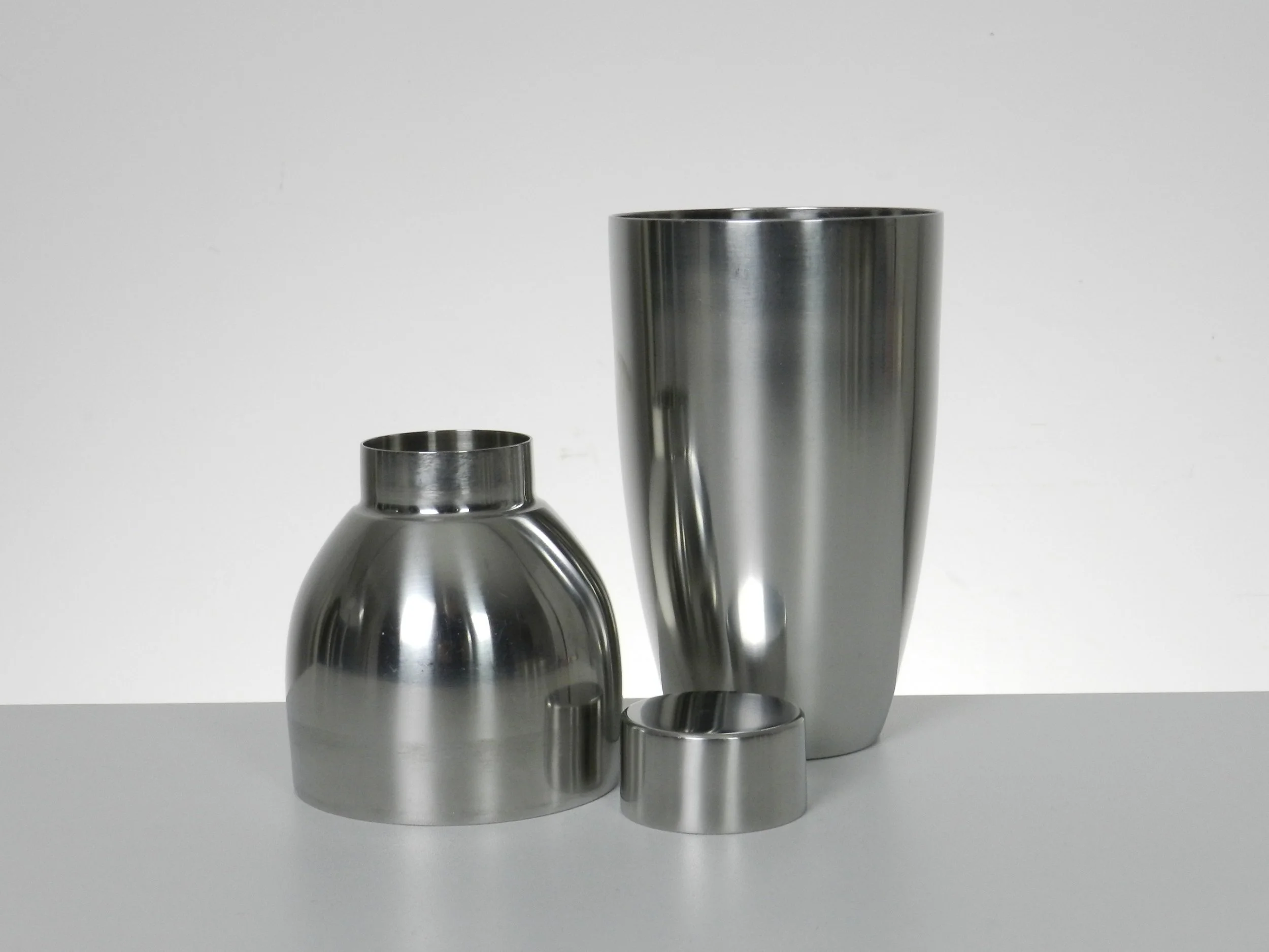 Stainless steel cocktail shaker by Lundtofte.  Denmark, 1960s.