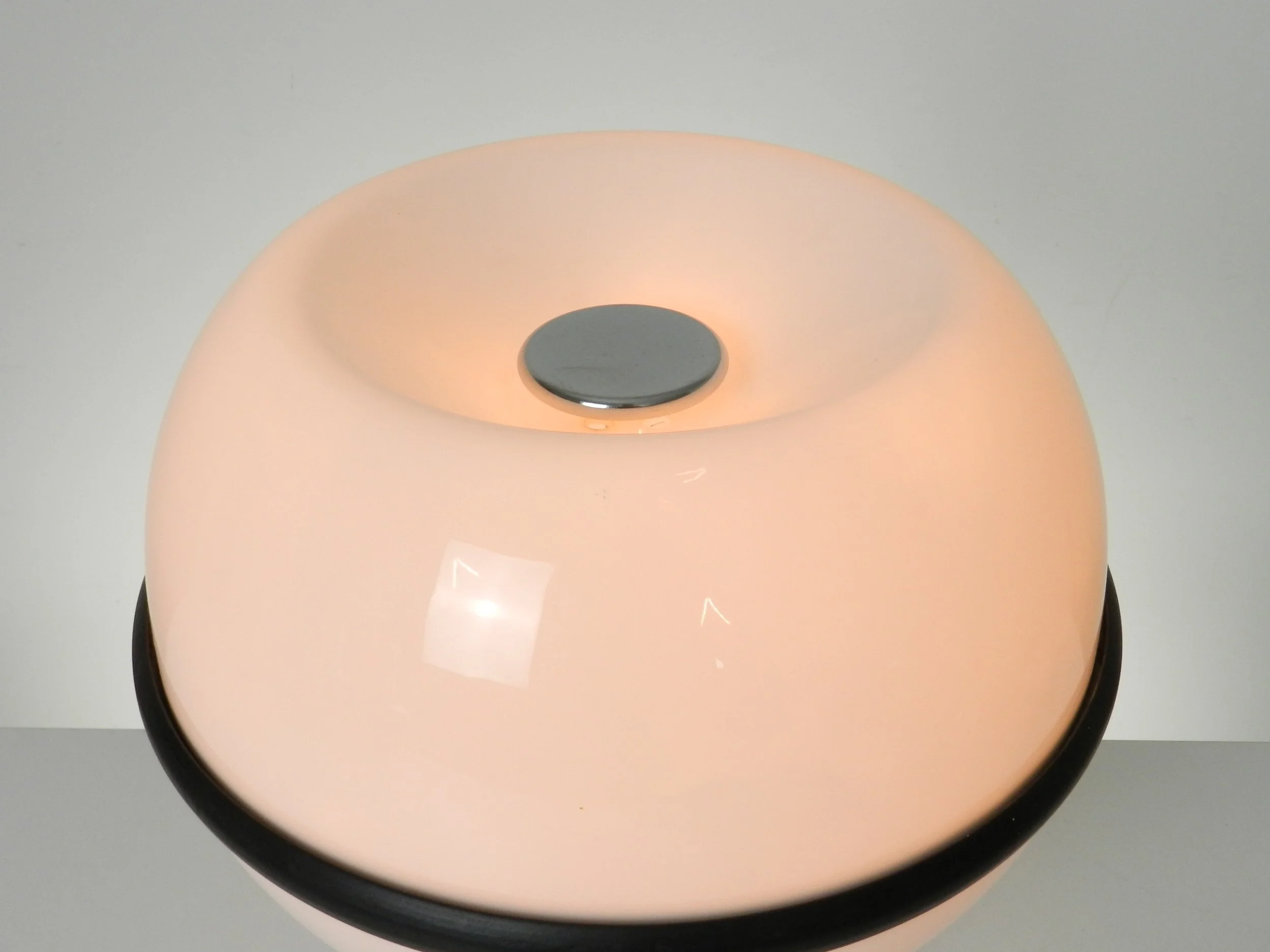 Space age lamp in plastic and chrome attributed to Reggiani.  Italy, 1970s.