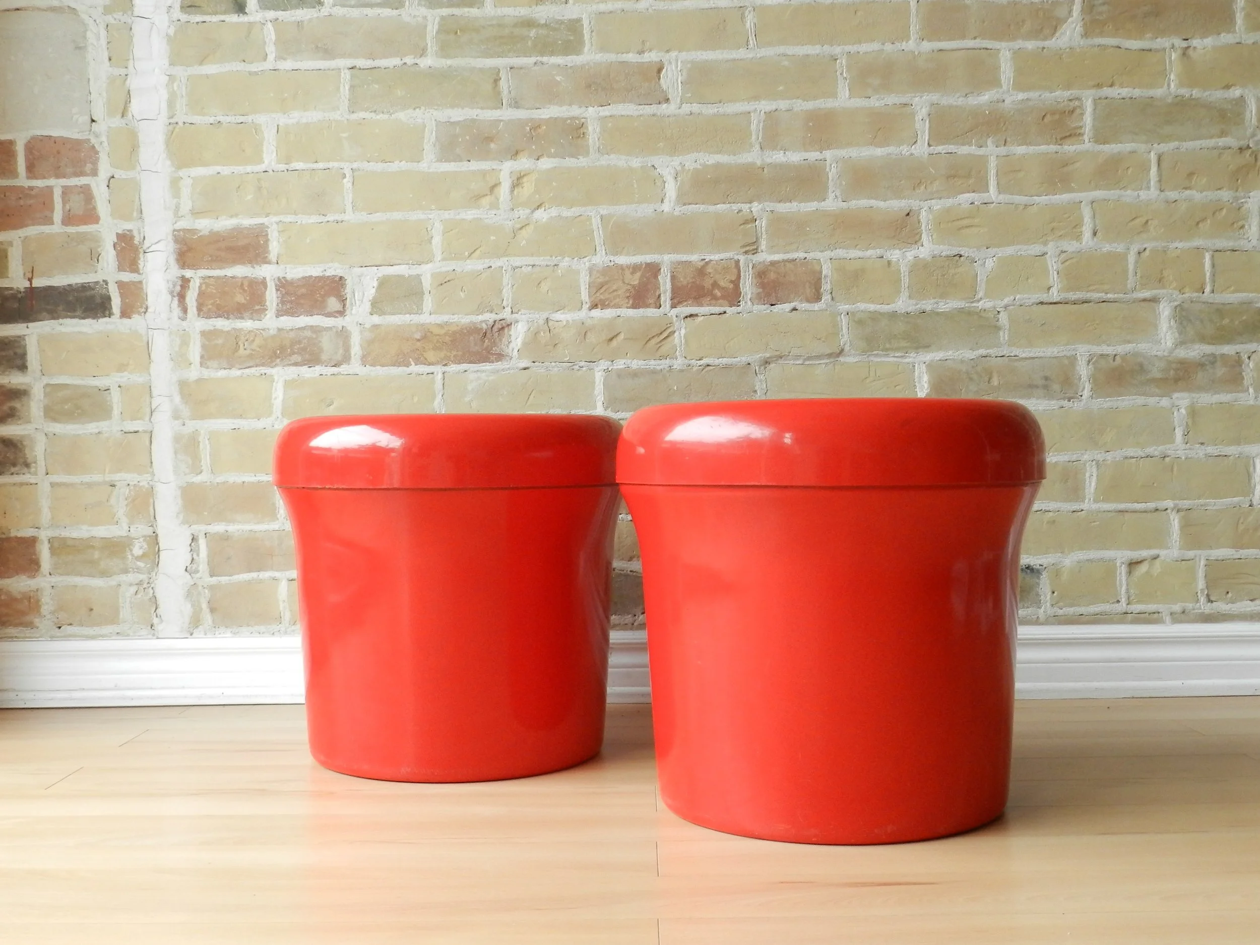Pair of space age fiberglass stools.  circa 1970s.