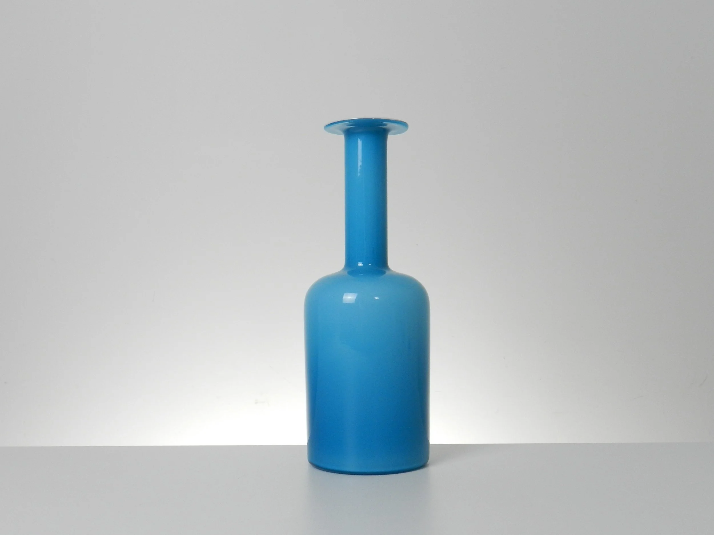Blue cased glass ‘Gulvase’ designed by Otto Brauer for Holmegaard.  Denmark, 1960s.