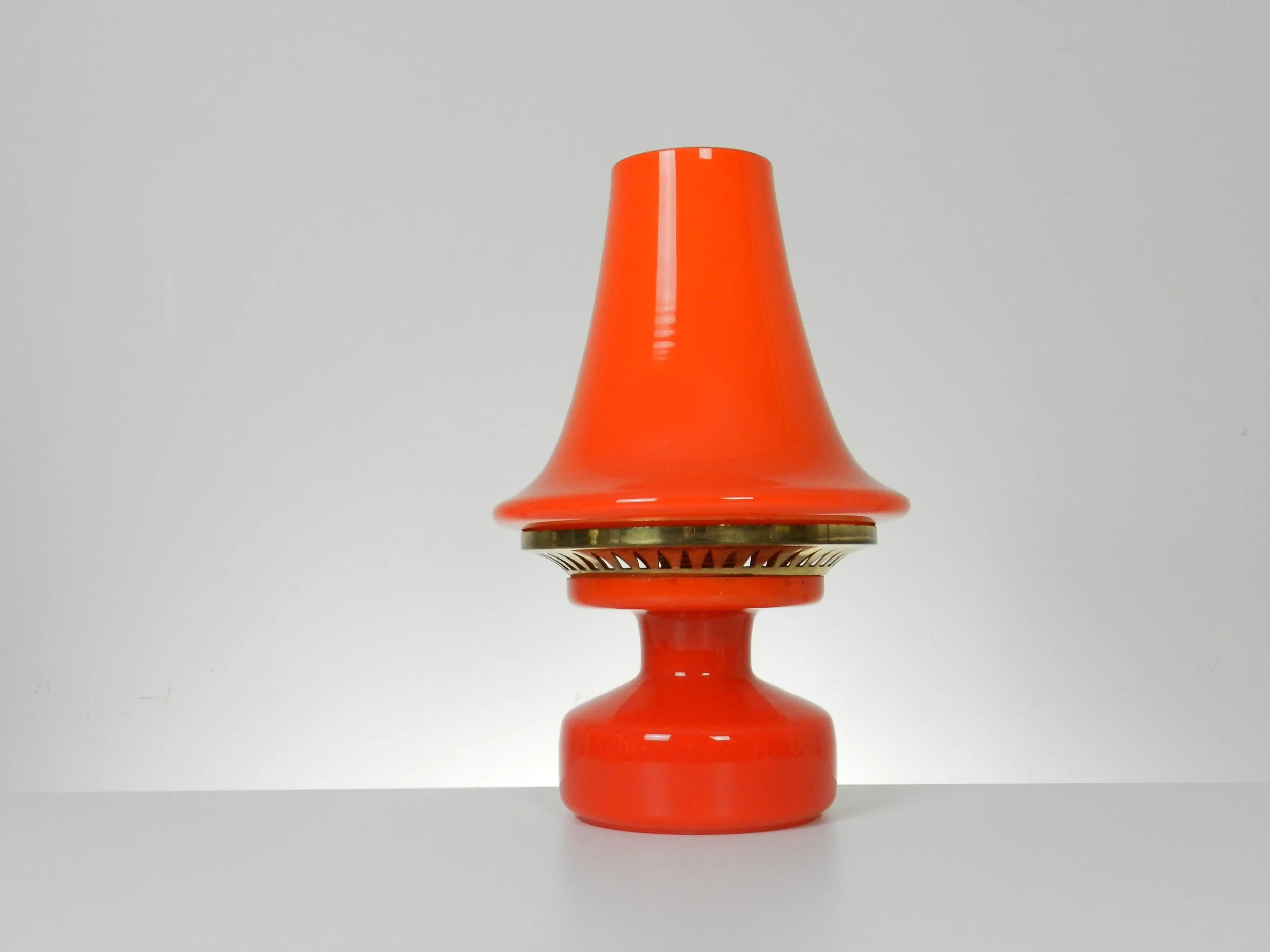 Cased glass and brass B 124 lamp designed by Hans-Agne Jakobsson.  Sweden, 1960s.