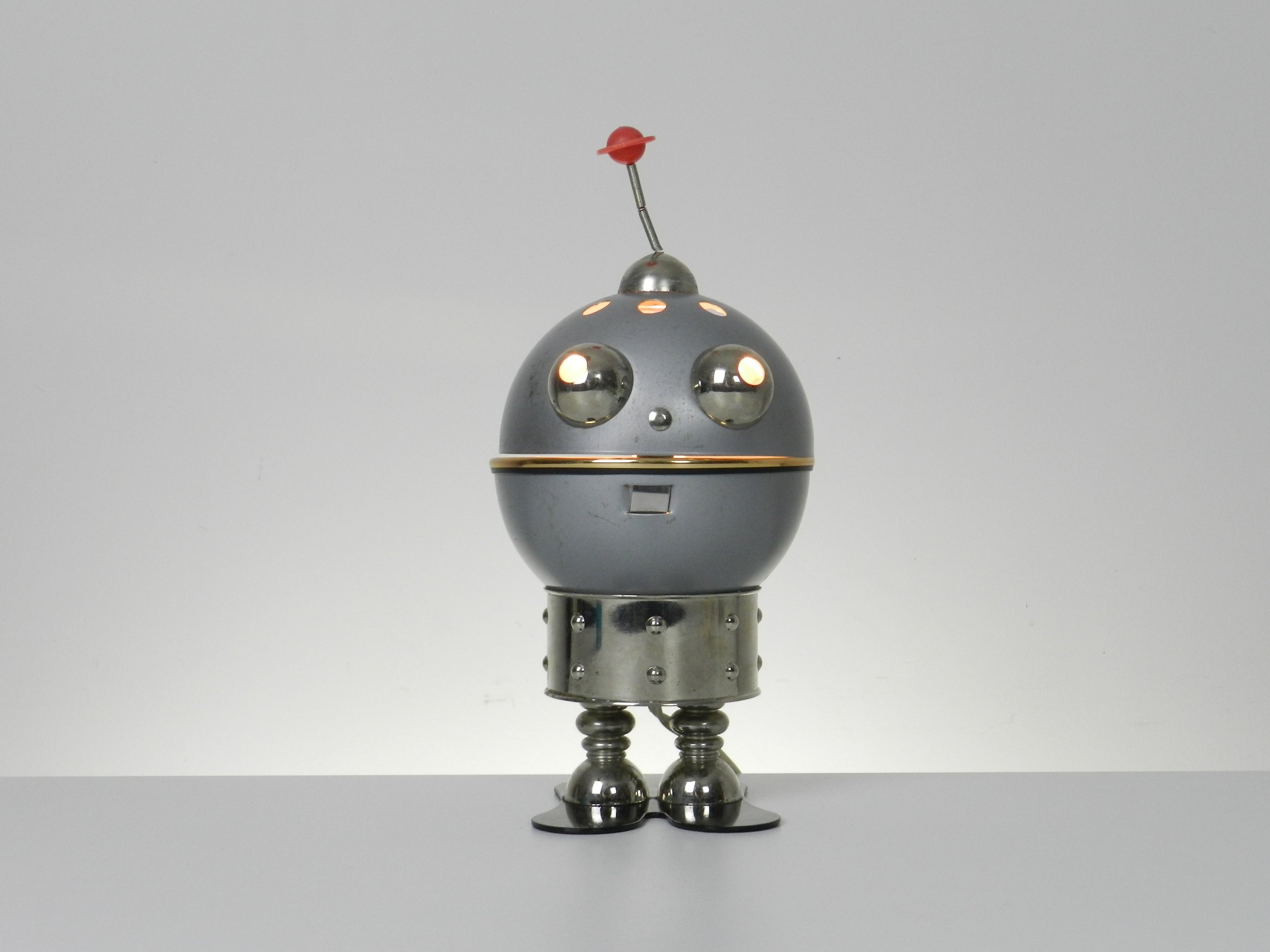 Space age robot lamp by Satco. Metal and plastic.  Italy, 1970s.