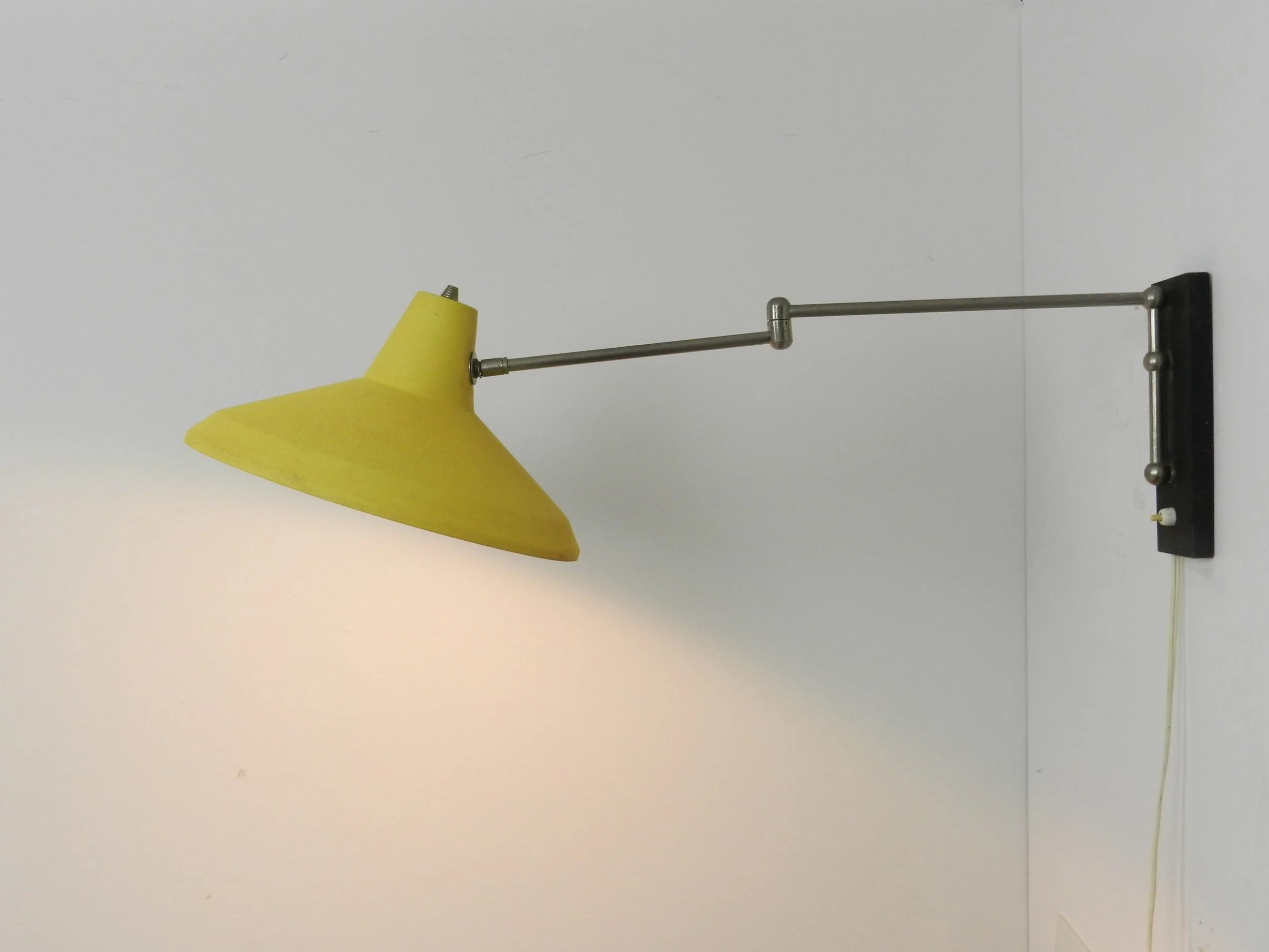 Mid century articulating wall lamp, possibly by Philips.  Netherlands, 1960s.
