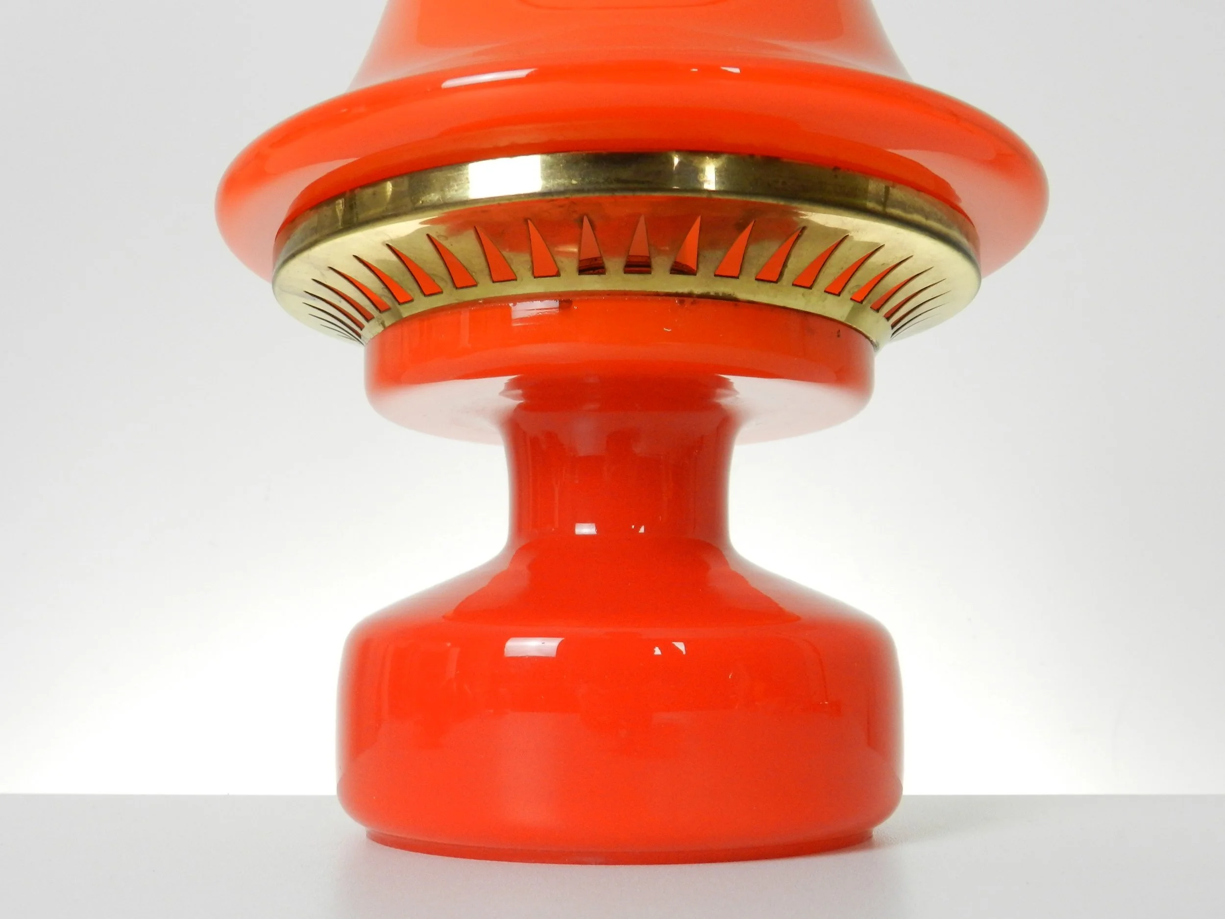 Cased glass and brass B 124 lamp designed by Hans-Agne Jakobsson.  Sweden, 1960s.