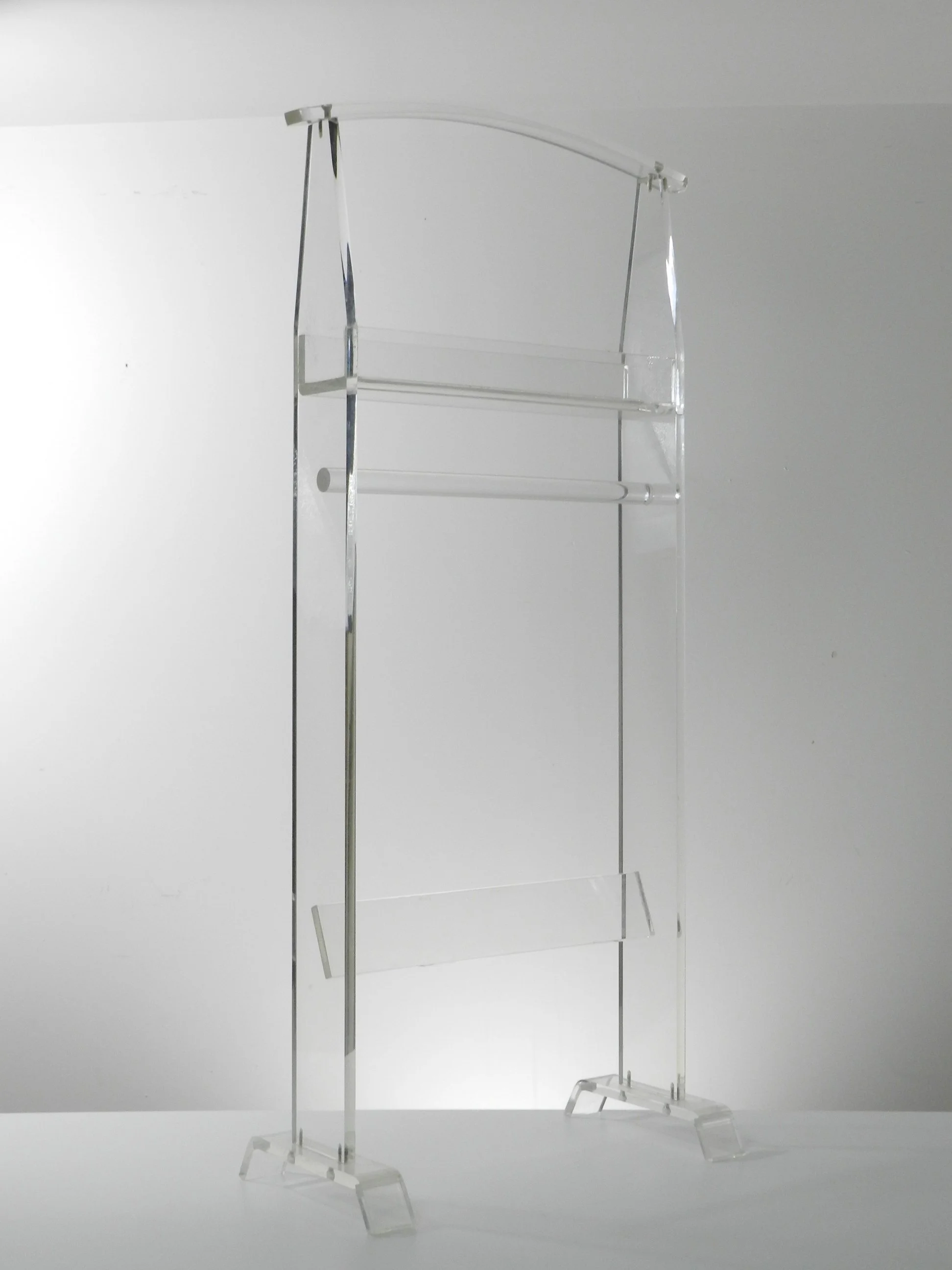 Vintage modernist valet in lucite.  circa 1980s.