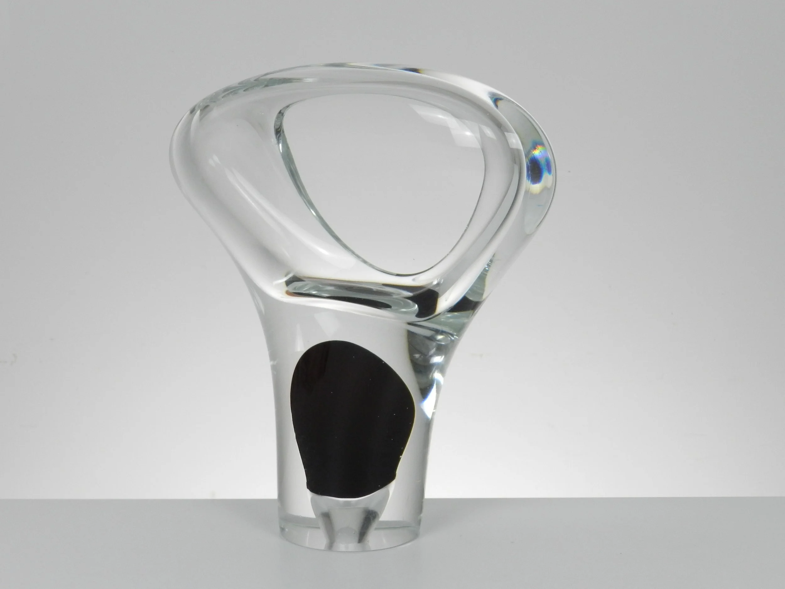 Vintage heavy glass vessel designed by Adam Jablonski.  Poland, 1980s.