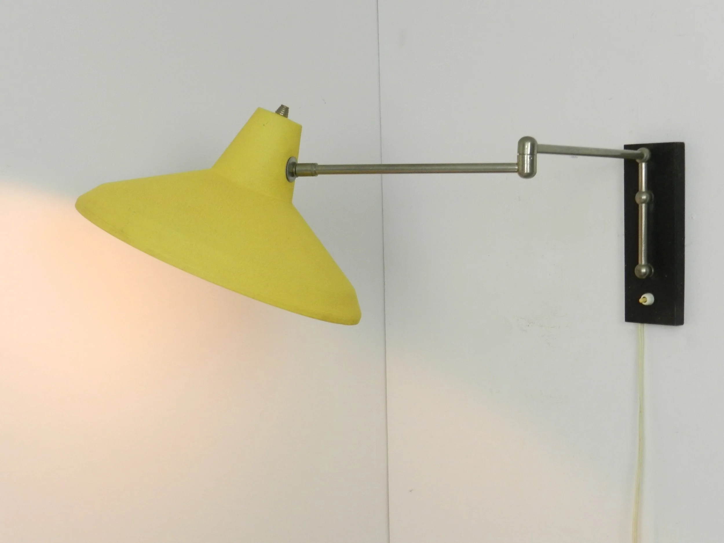 Mid century articulating wall lamp, possibly by Philips.  Netherlands, 1960s.