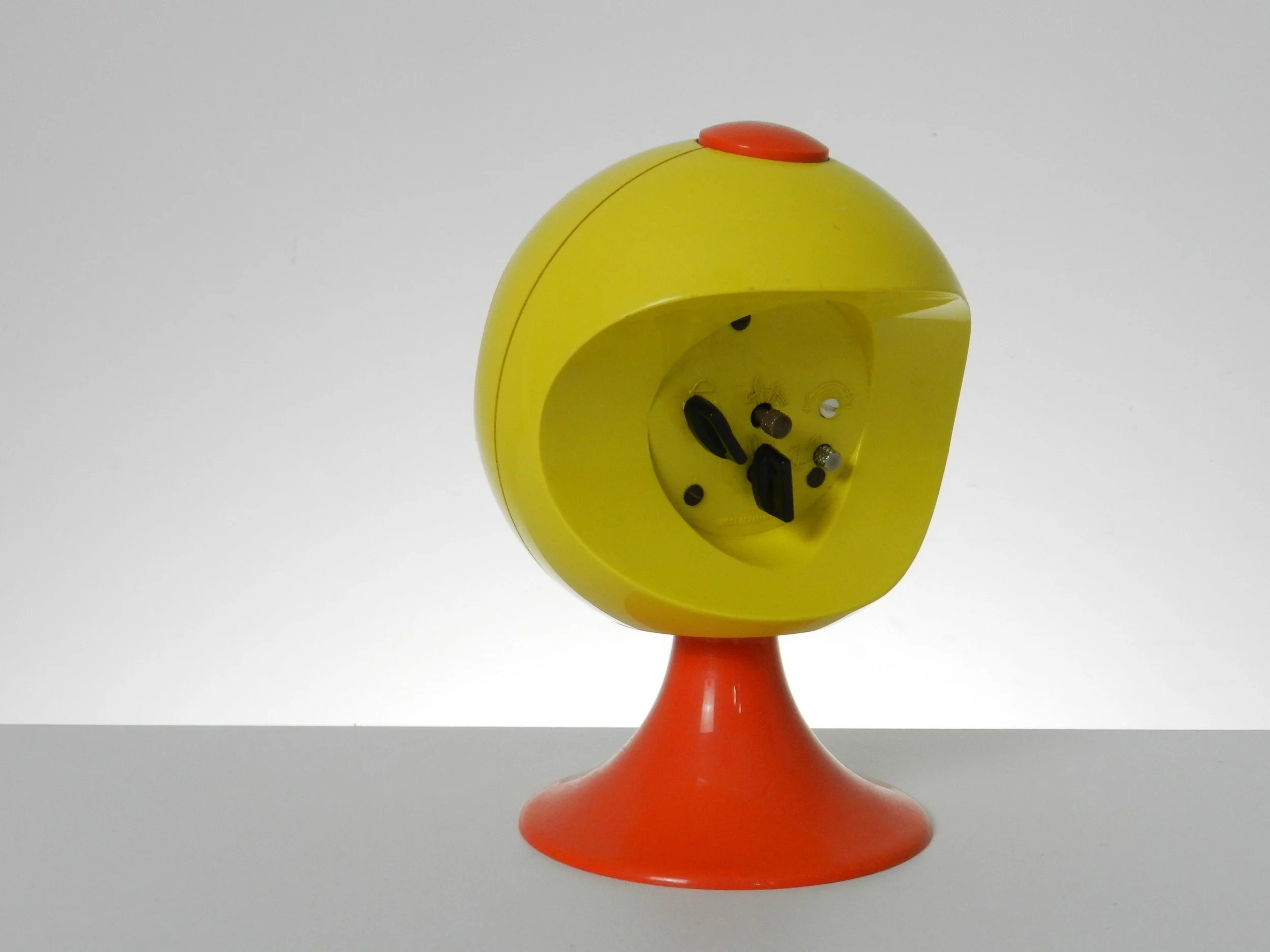 Space age pedestal alarm clock by Blessing.  West Germany, 1970s.