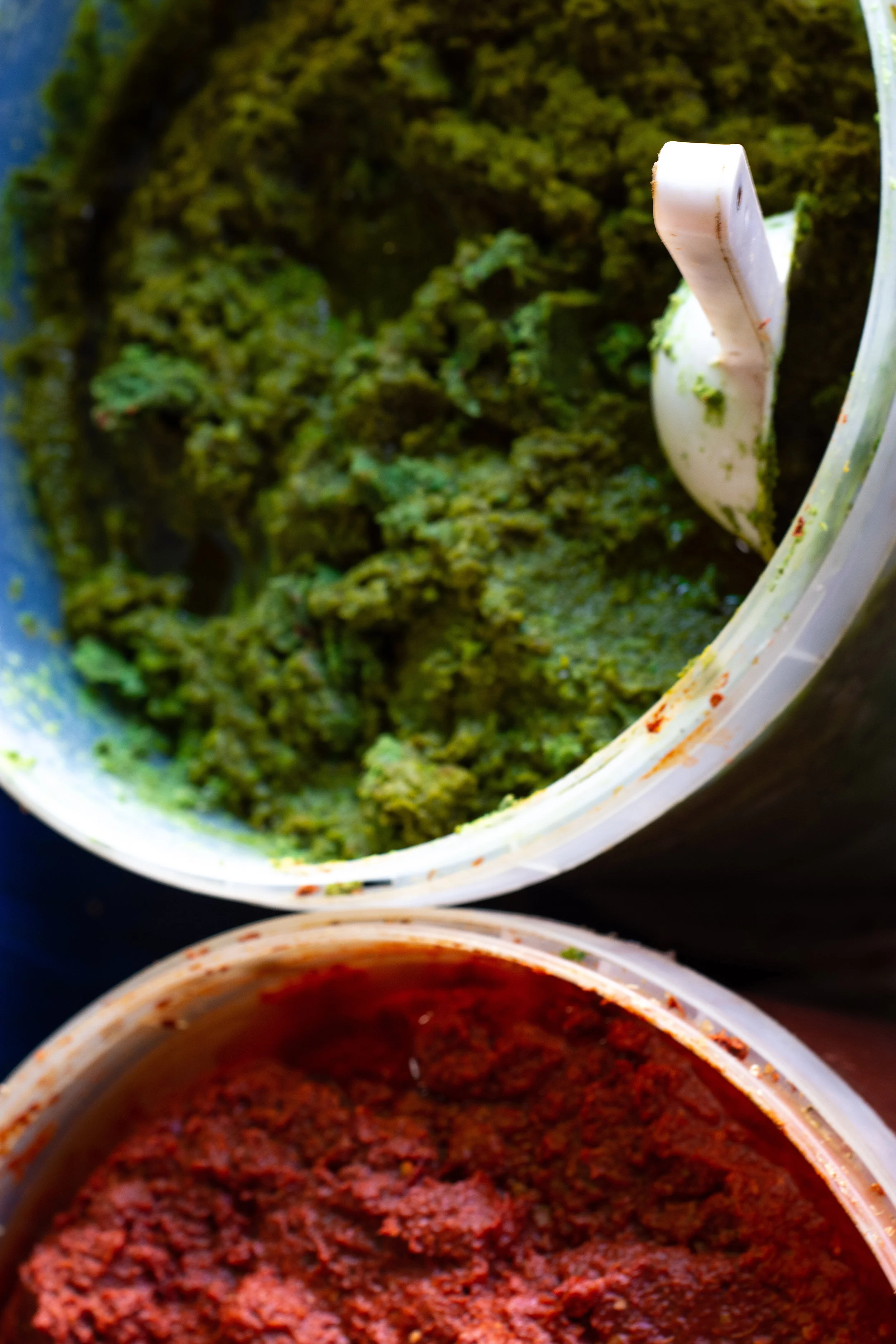 Colorful varieties of harissa paste