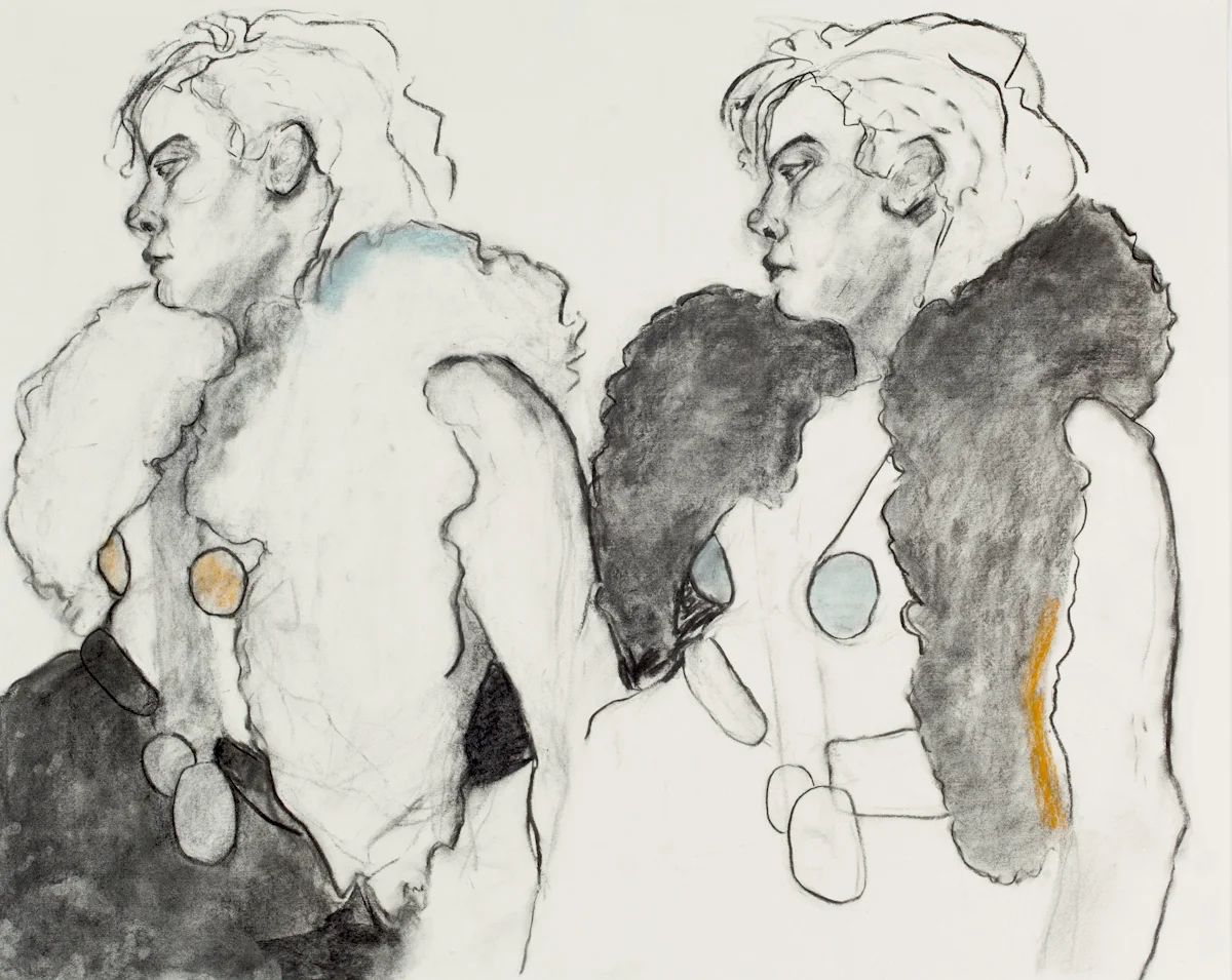 Oviform and Fur charcoal, chalk pastel, on paper 32 x 40 inches