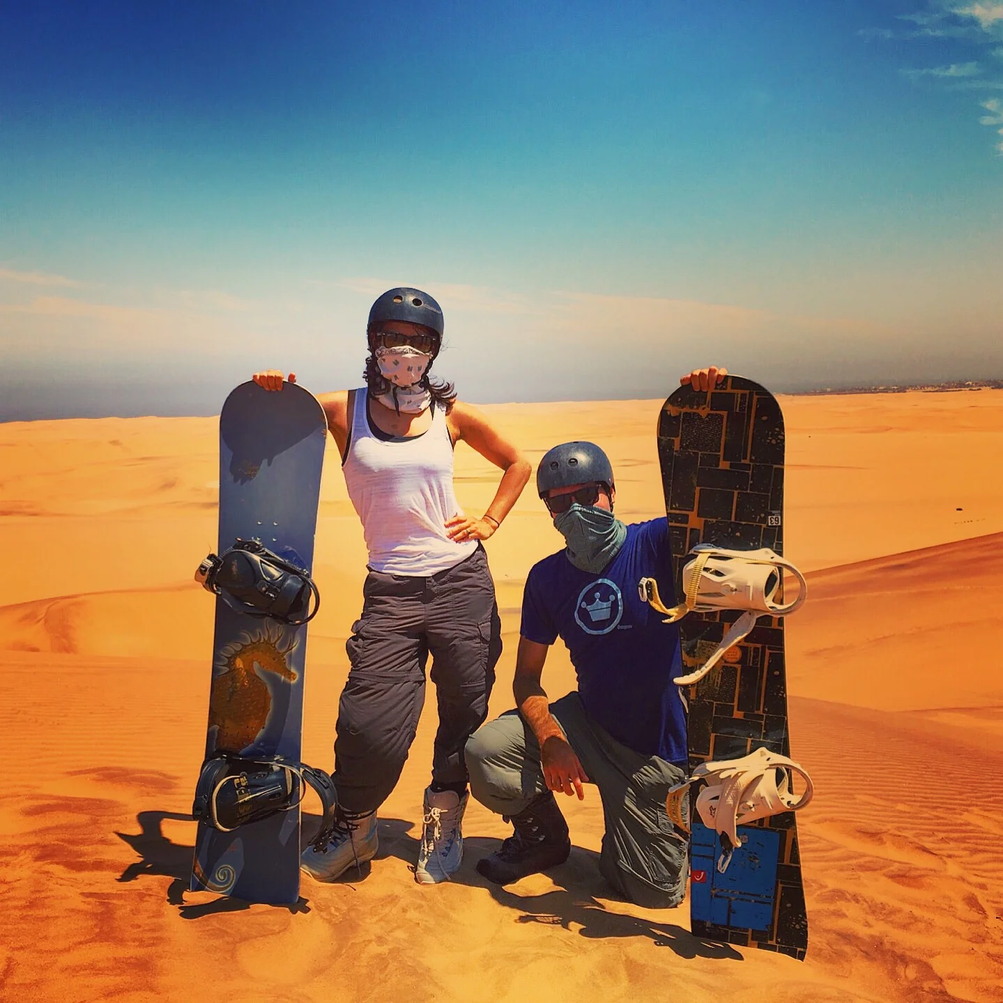 Sandboarding in Dorob National Park, Namibia